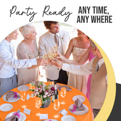 Premium Round Orange Plastic Table Cover | 84 in. | Case of 96