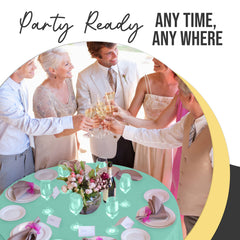 Premium Round Mint Plastic Table Cover | 84 in. | Case of 96