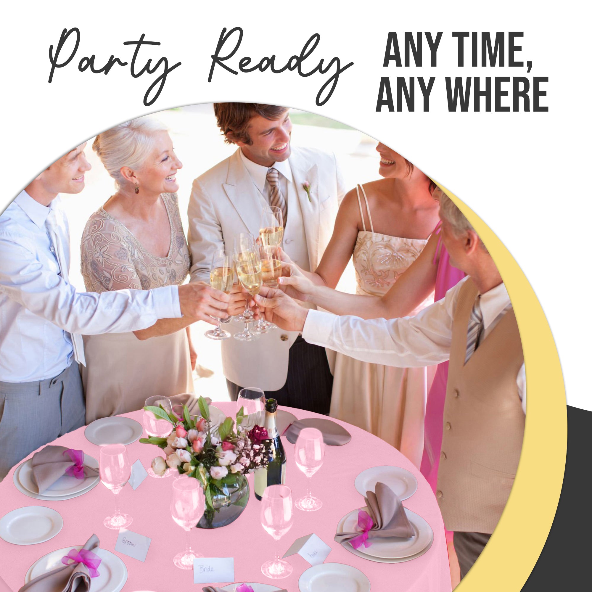 Premium Round Pink Plastic Table Cover | 84 in. | Case of 96