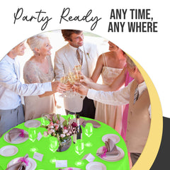 Premium Round Lime Green Plastic Table Cover | 84 in. | Case of 96