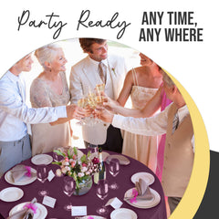 Premium Round Plum Plastic Table Cover | 84 in. | Case of 96