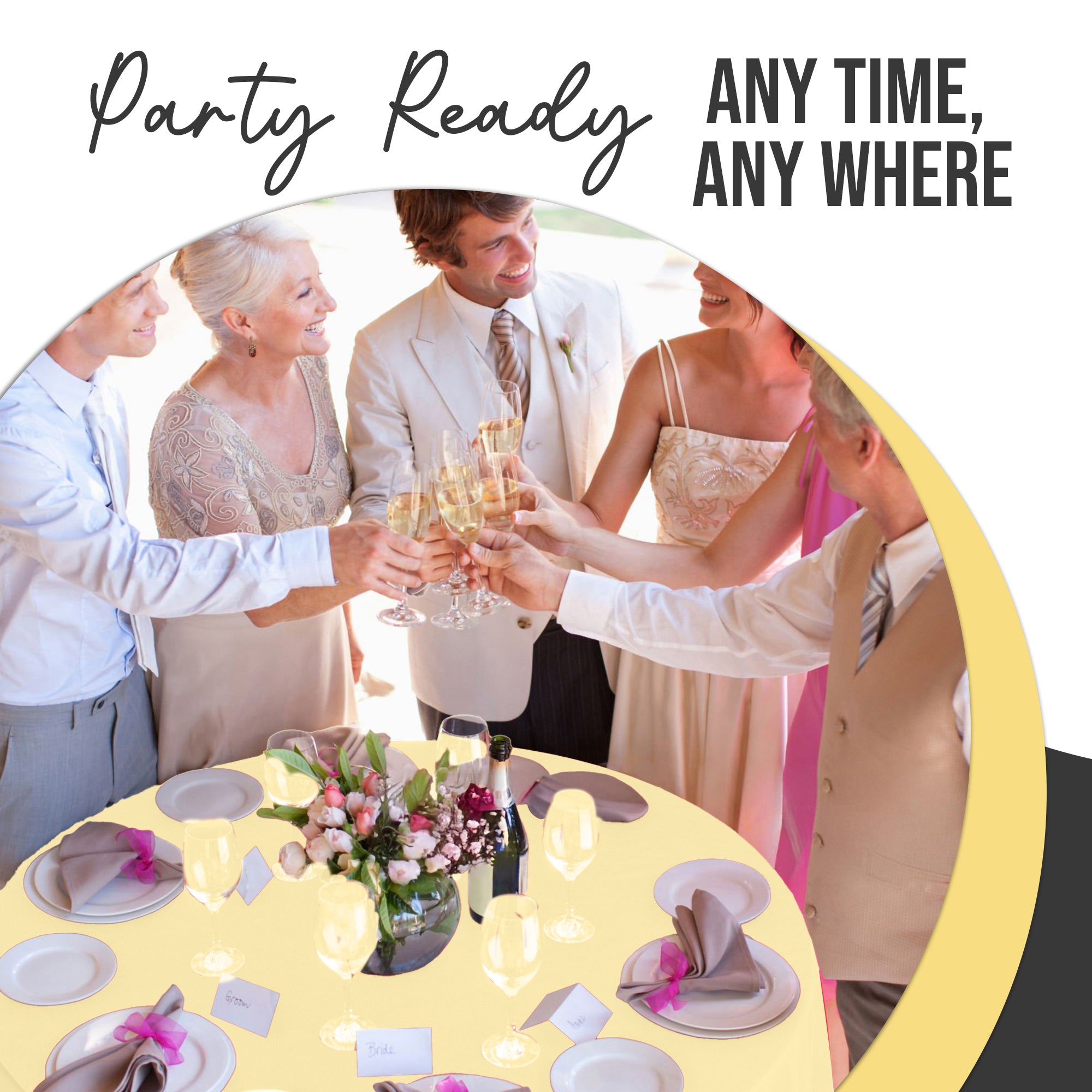 Premium Round Light Yellow Plastic Table Cover | 84 in. | Case of 96
