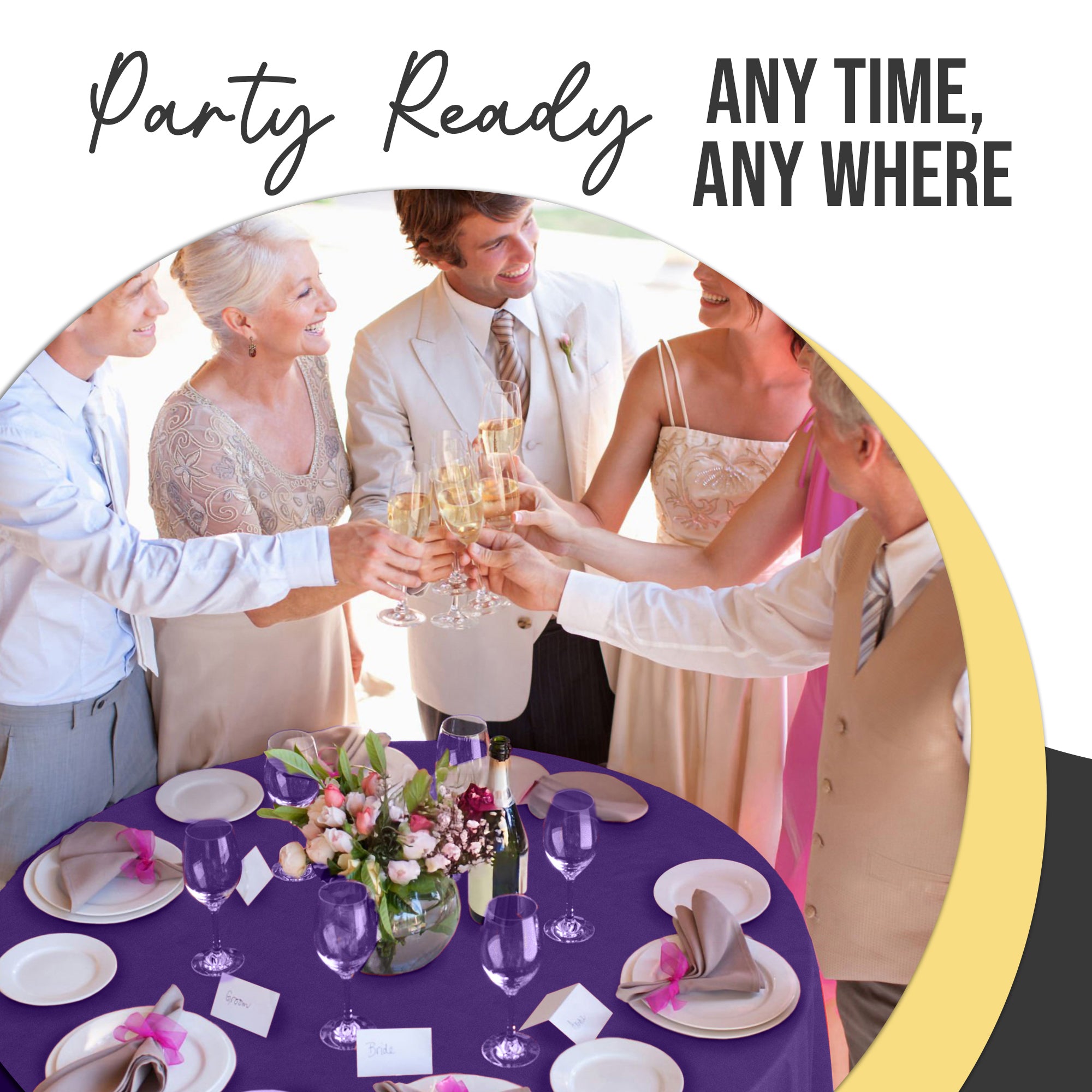 Premium Round Purple Plastic Table Cover | 84 in. | Case of 96