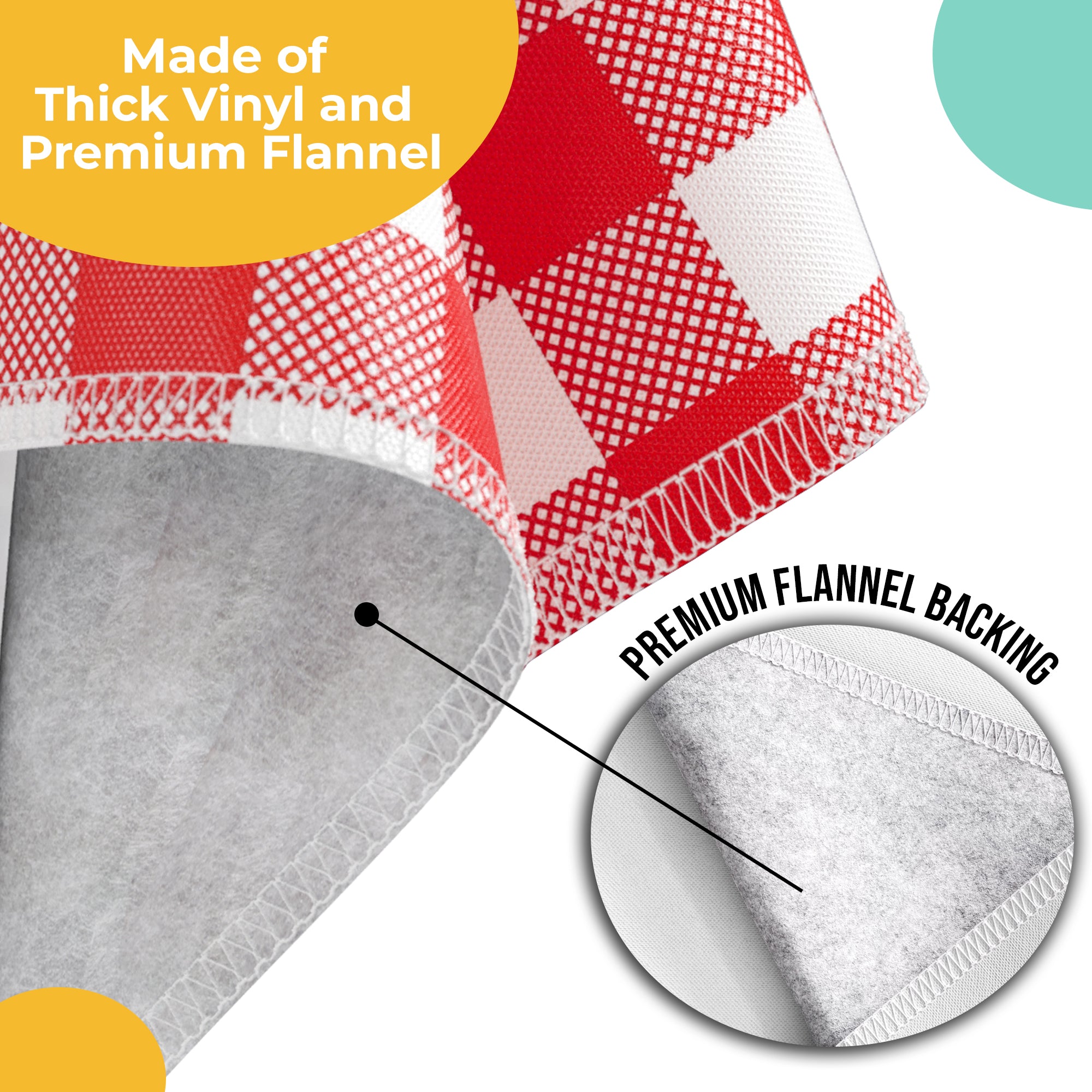 Red Gingham Flannel Backed Plastic Table Cover  | 54 in. x 108 in.