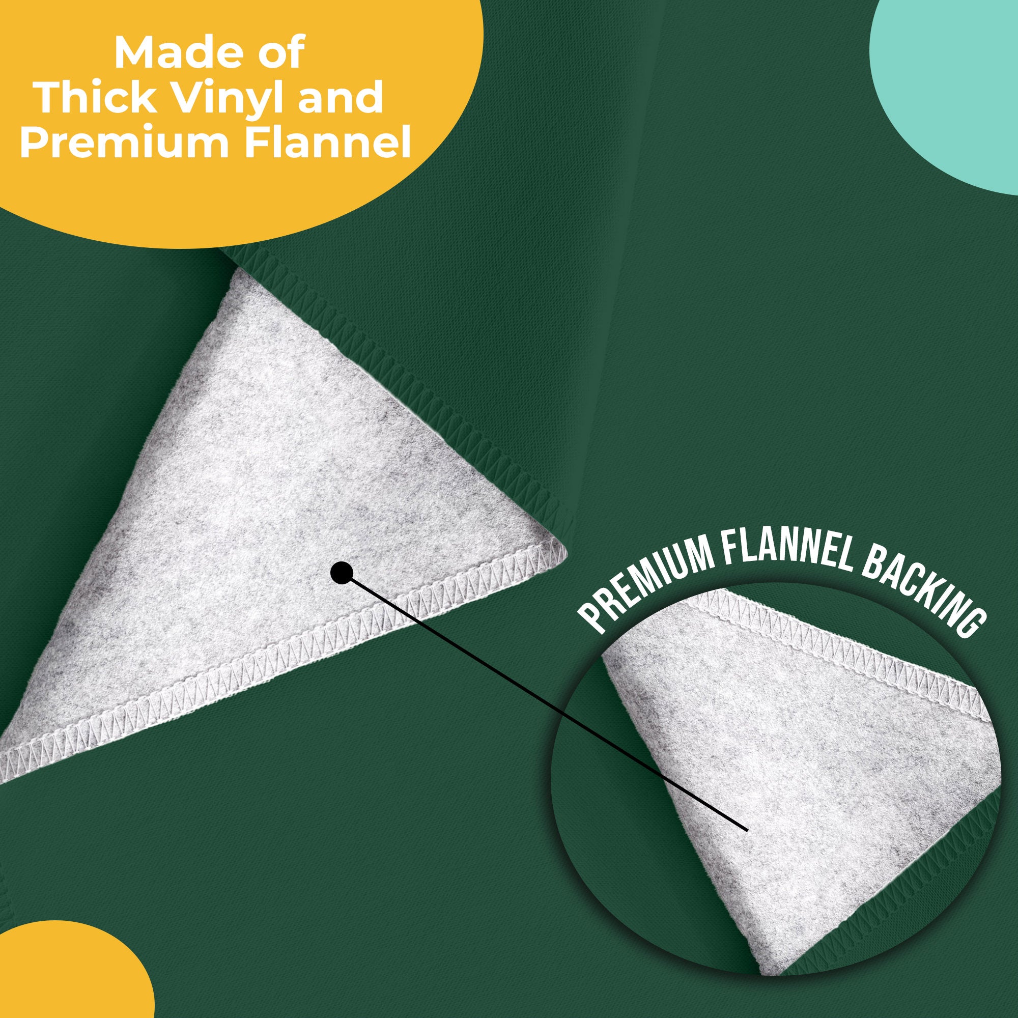 Dark Green Flannel Backed Plastic Table Cover 54 in. x 70 in.