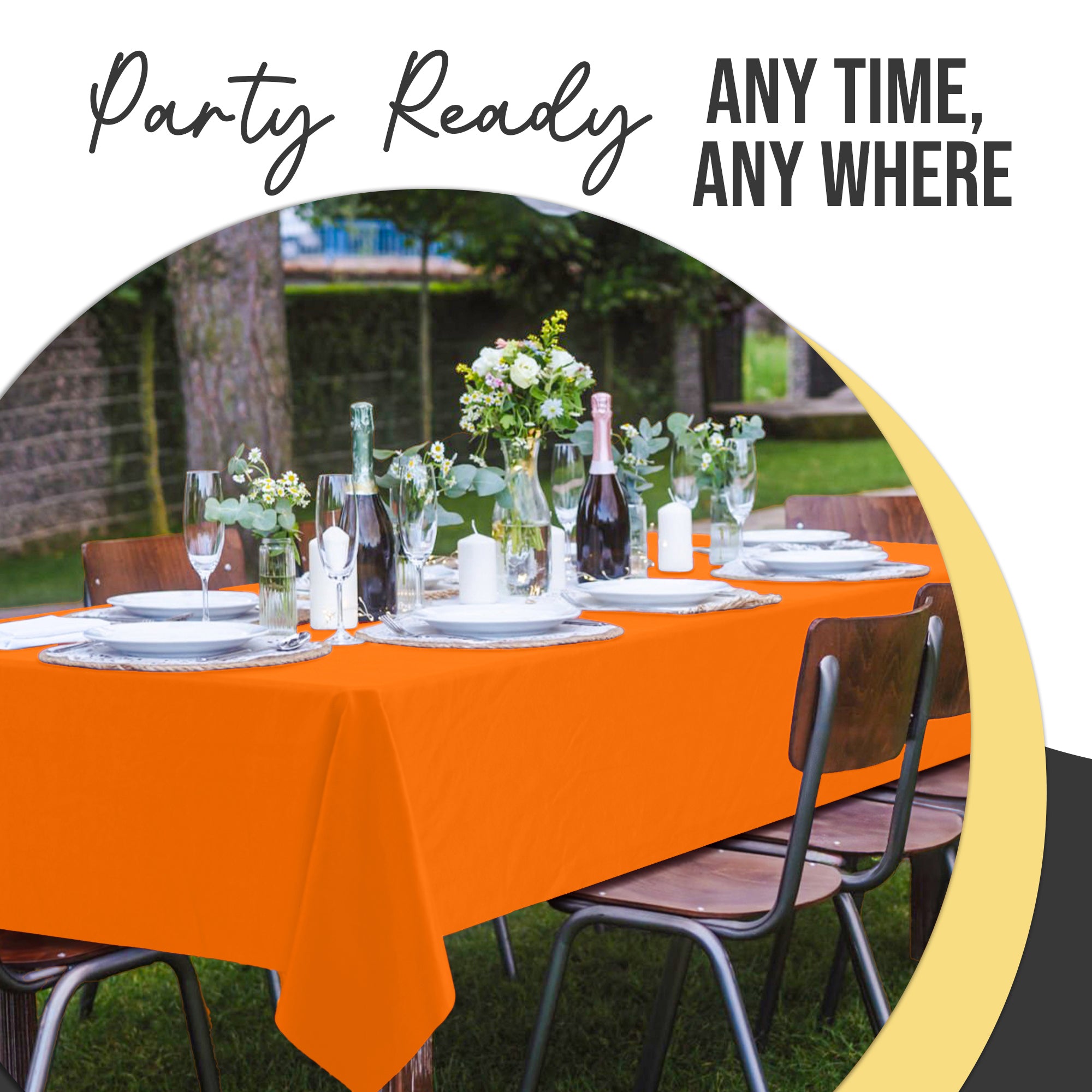 Premium Orange Plastic Table Covers | 6 Pack | 54 in. x 108 in.
