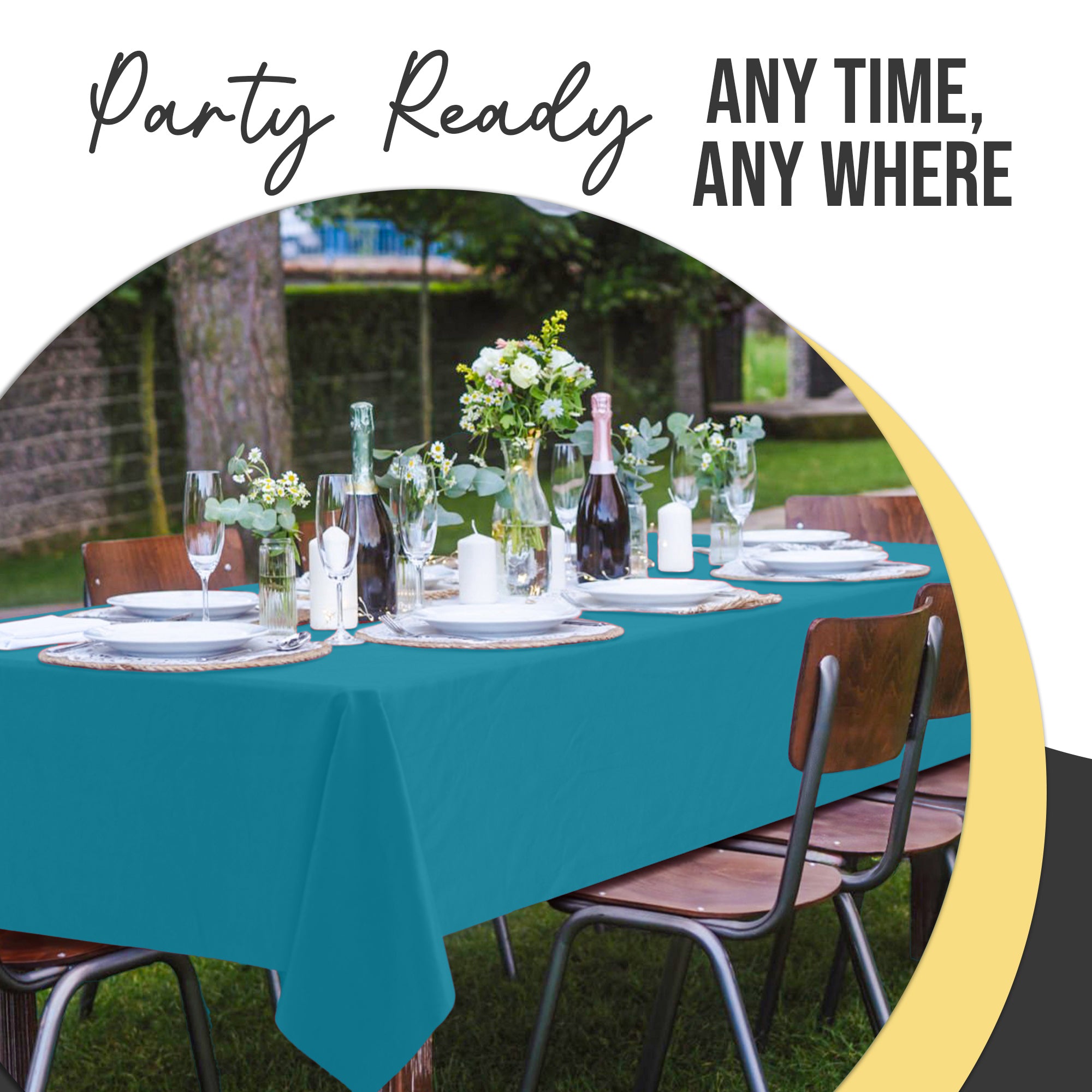 Premium Turquoise Plastic Table Covers | 6 Pack | 54 in. x 108 in.