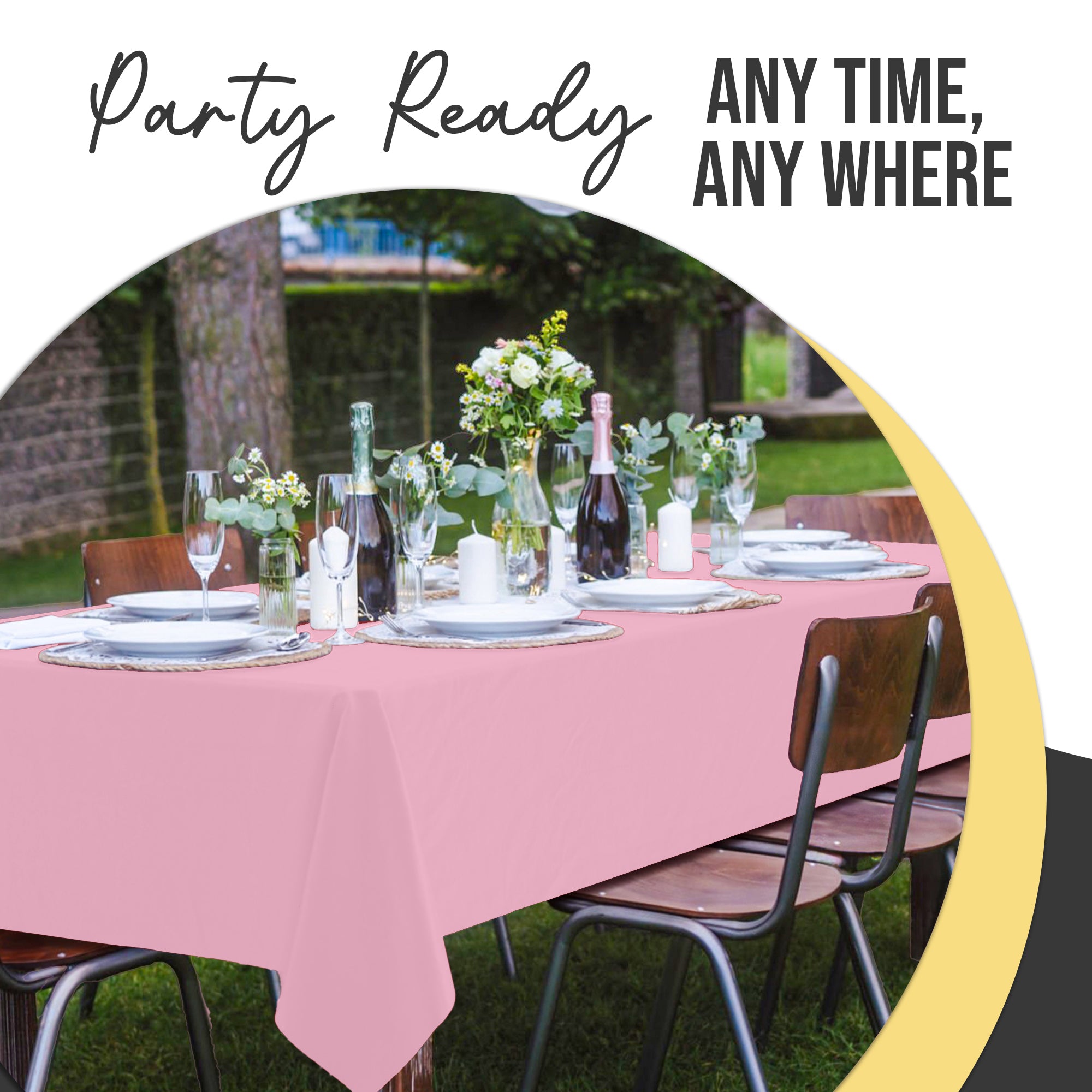 Premium Pink Plastic Table Covers | 6 Pack | 54 in. x 108 in.