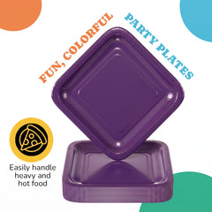 9 In. Purple Square Paper Plates - 50 Ct.