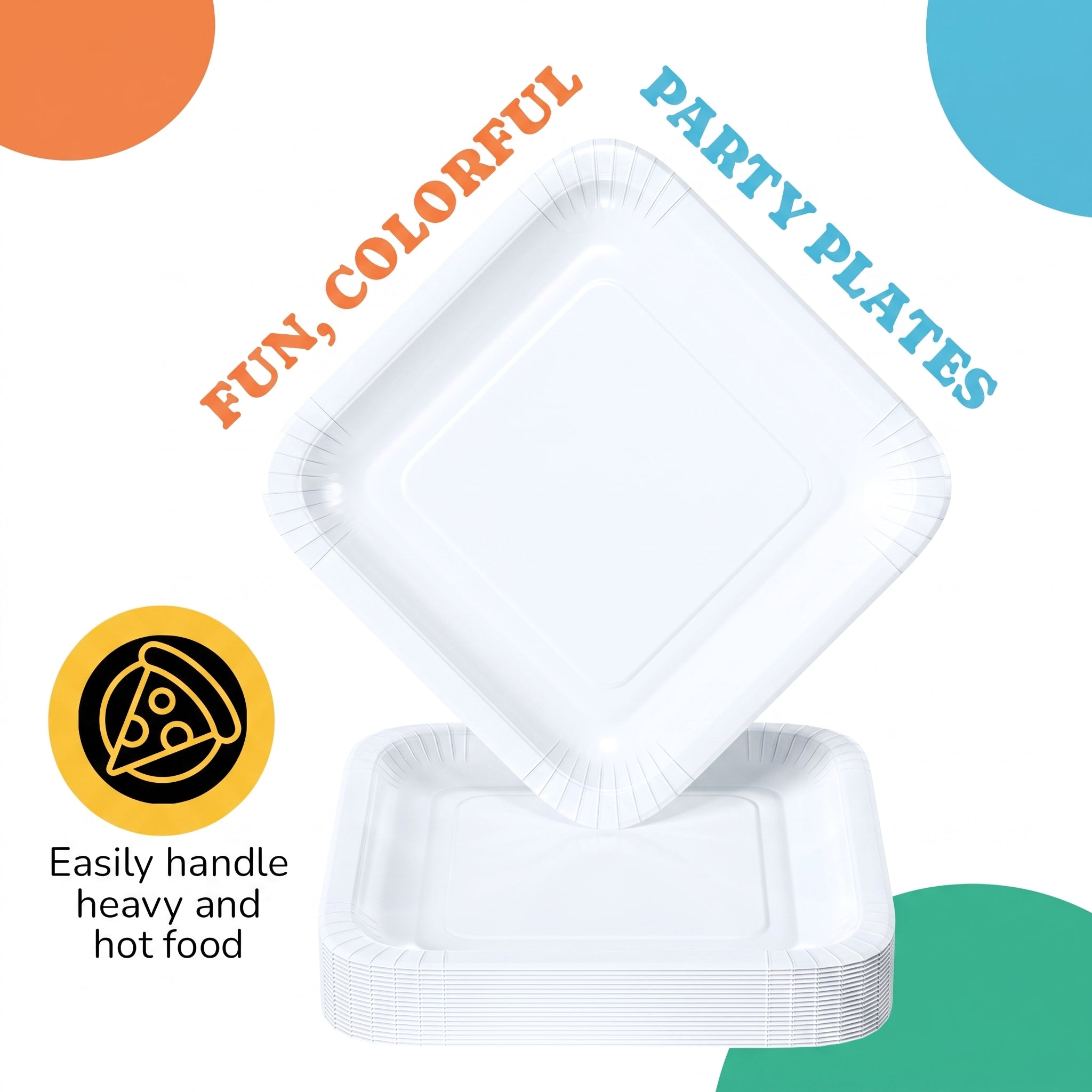 7 In. White Square Paper Plates - 20 Ct.
