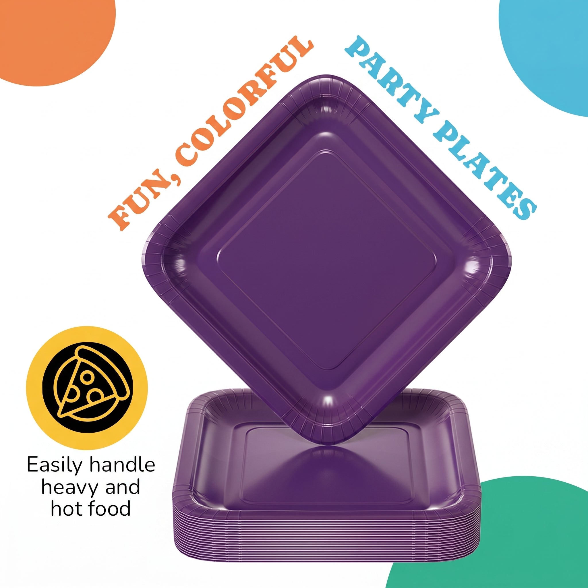7 In. Purple Square Paper Plates - 20 Ct.