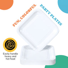 7 In. White Square Paper Plates - 50 Ct.