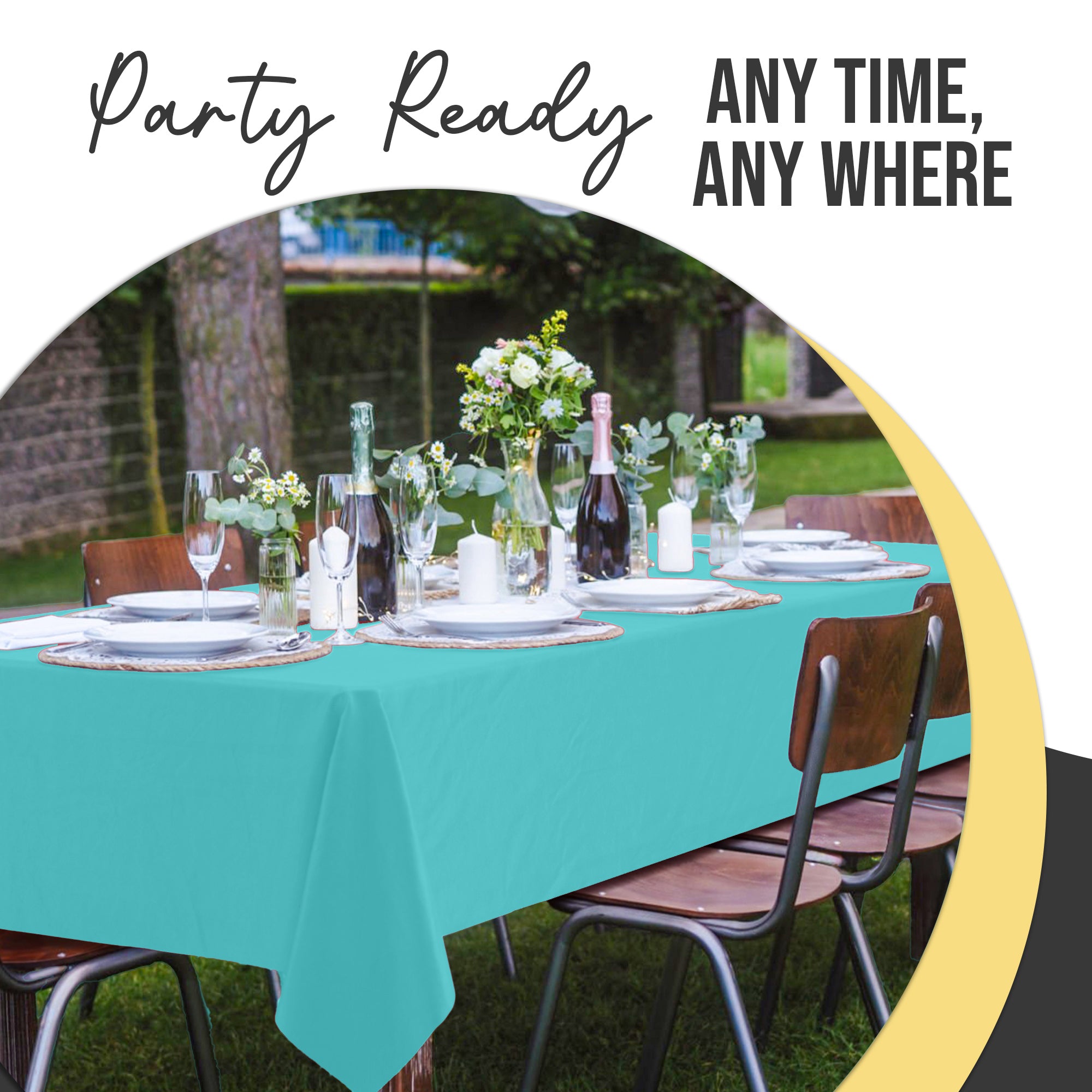 Premium Aqua Blue Plastic Table Covers | 6 Pack | 54 in. x 108 in.