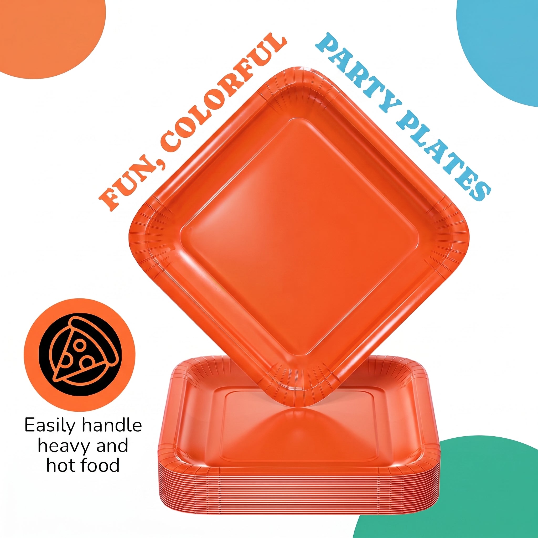 7 In. Orange Square Paper Plates - 20 Ct.