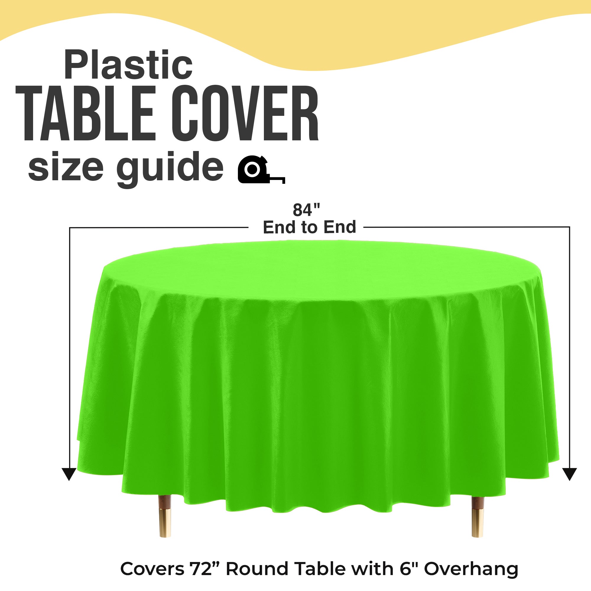 Premium Round Lime Green Plastic Table Covers | 6 Pack | 84 in.