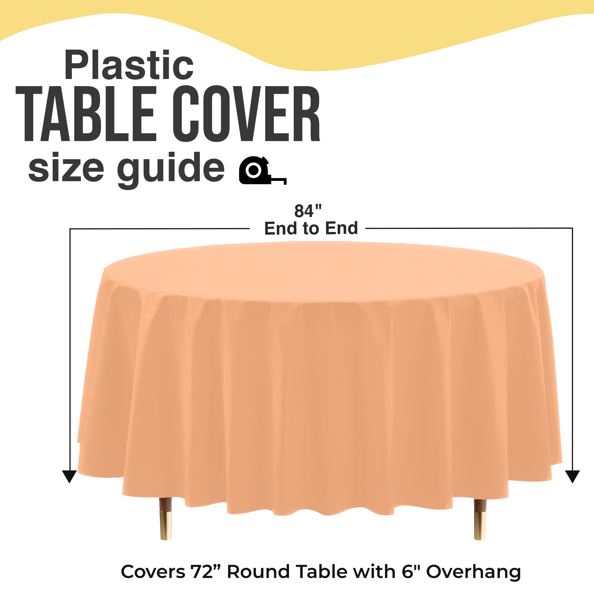 Premium Round Peach Plastic Table Cover | 84 in. | Case of 96