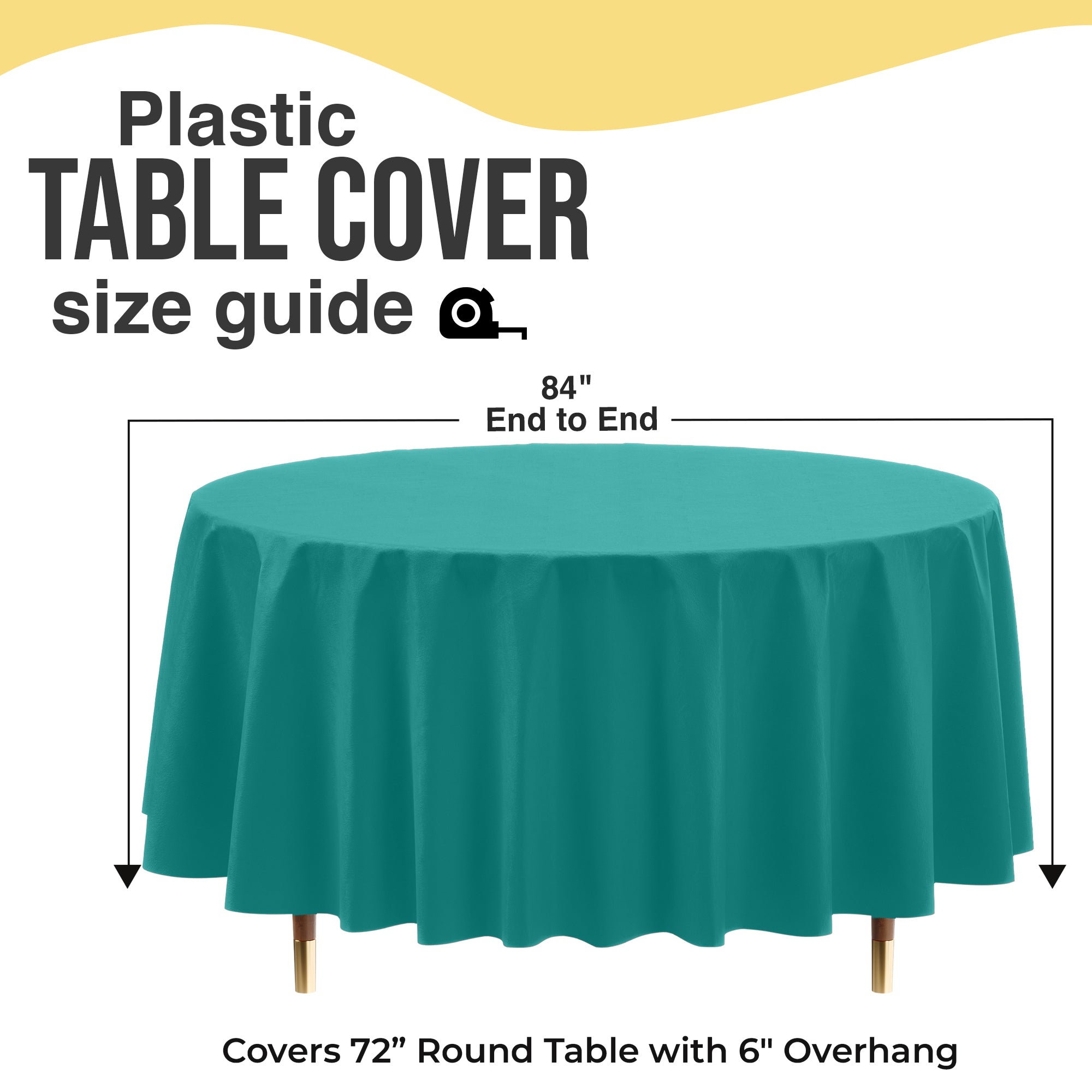 Premium Round Teal Plastic Table Cover | 84 in. | Case of 96