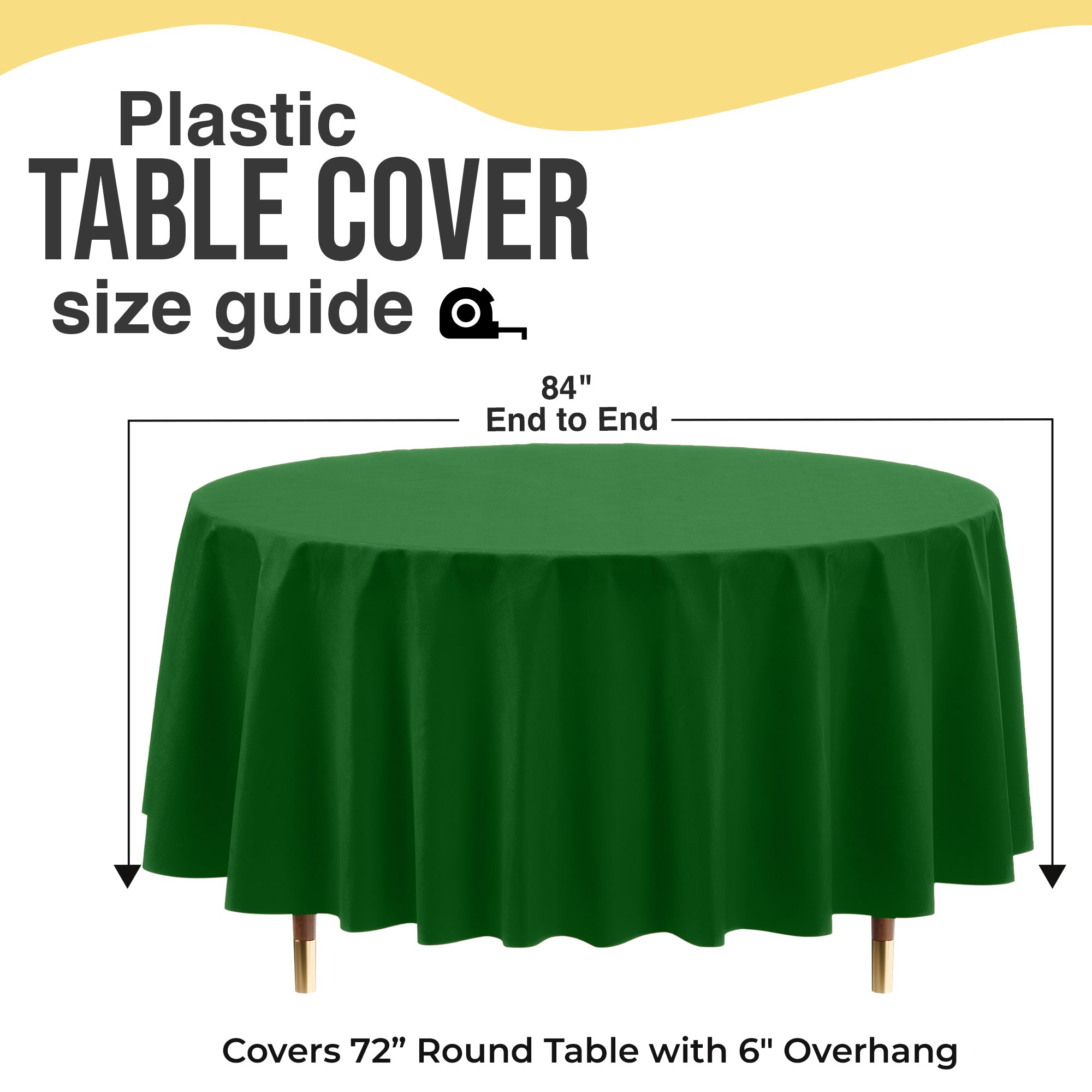 Premium Round Emerald Green Plastic Table Covers | 12 Pack | 84 in.