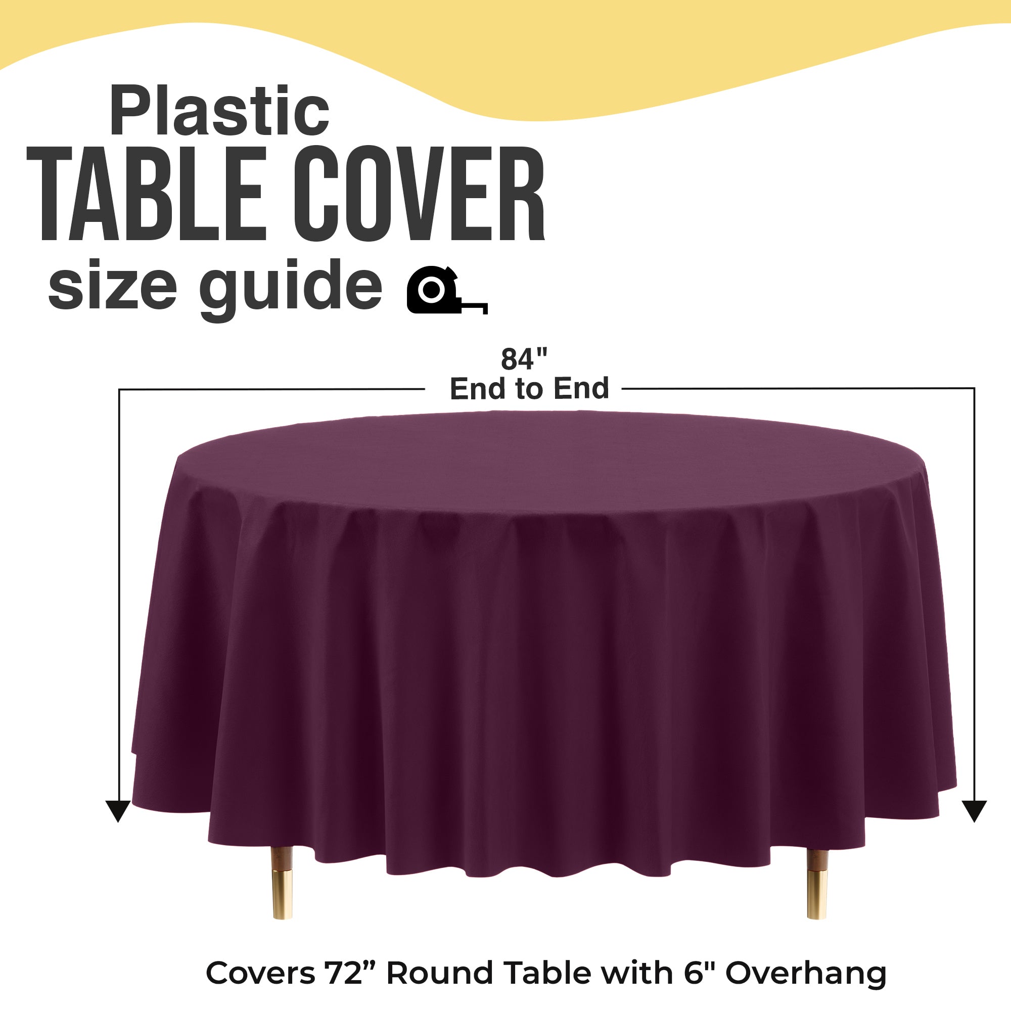 Premium Round Plum Plastic Table Cover | 84 in. | Case of 96