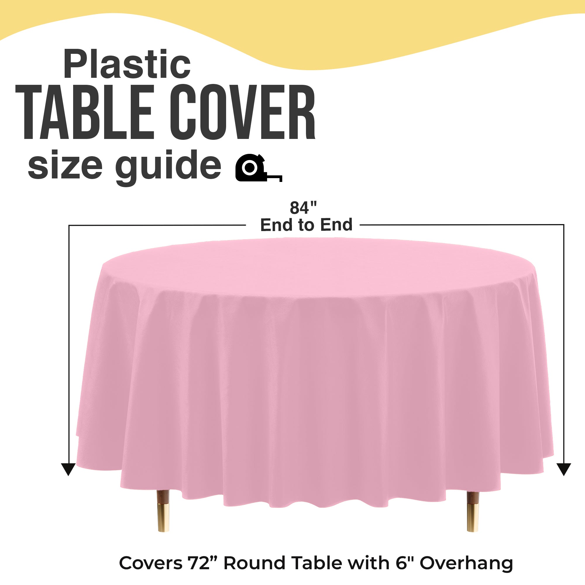 Premium Round Pink Plastic Table Cover | 84 in. | Case of 96