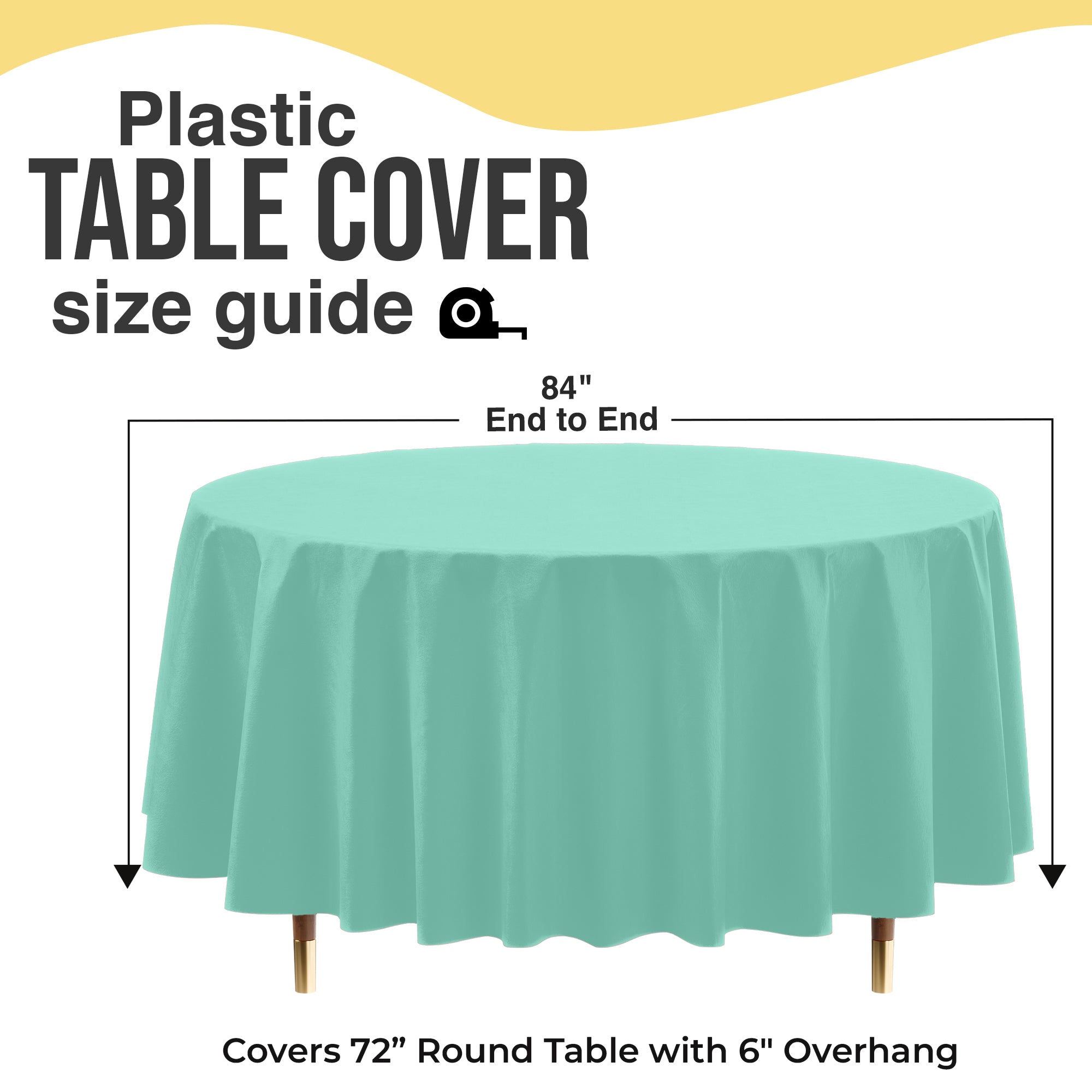 Premium Round Mint Plastic Table Cover | 84 in. | Case of 96