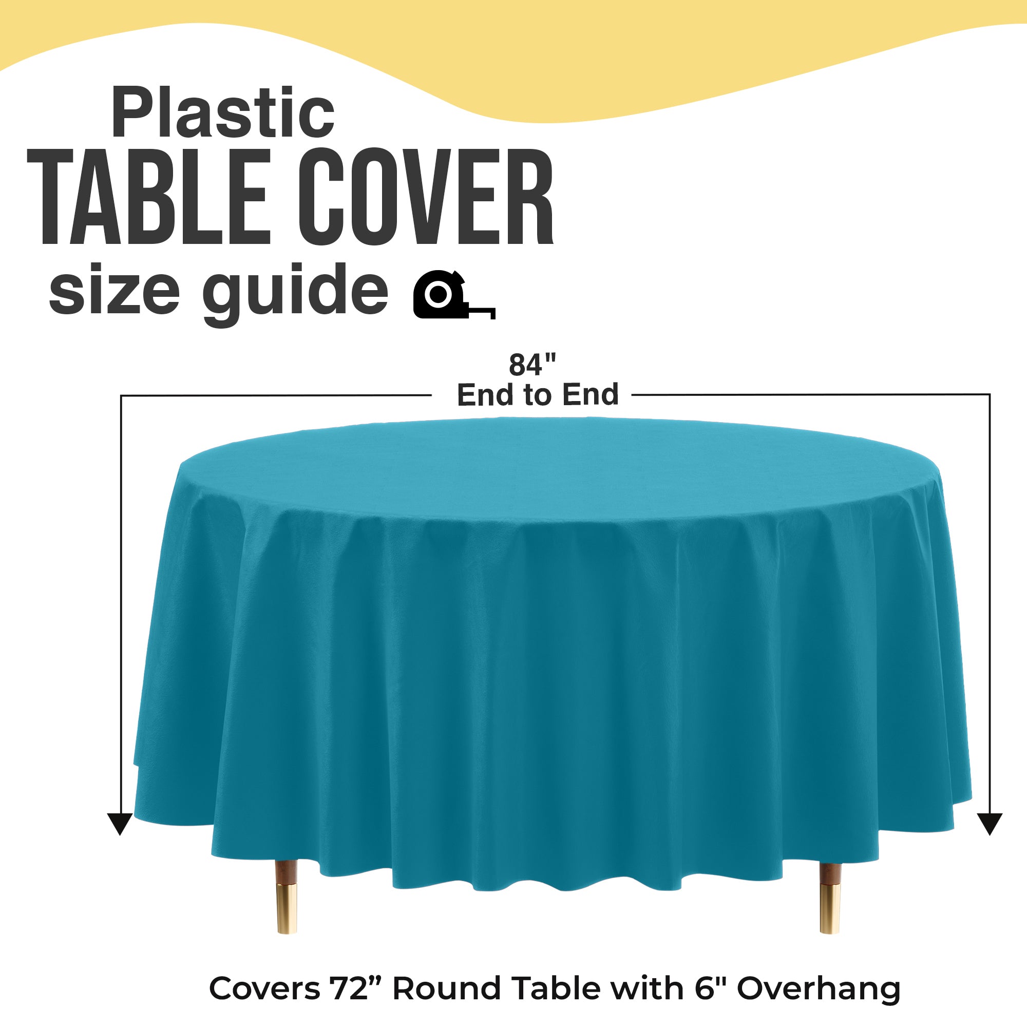Premium Round Turquoise Plastic Table Covers | 12 Pack | 84 in.