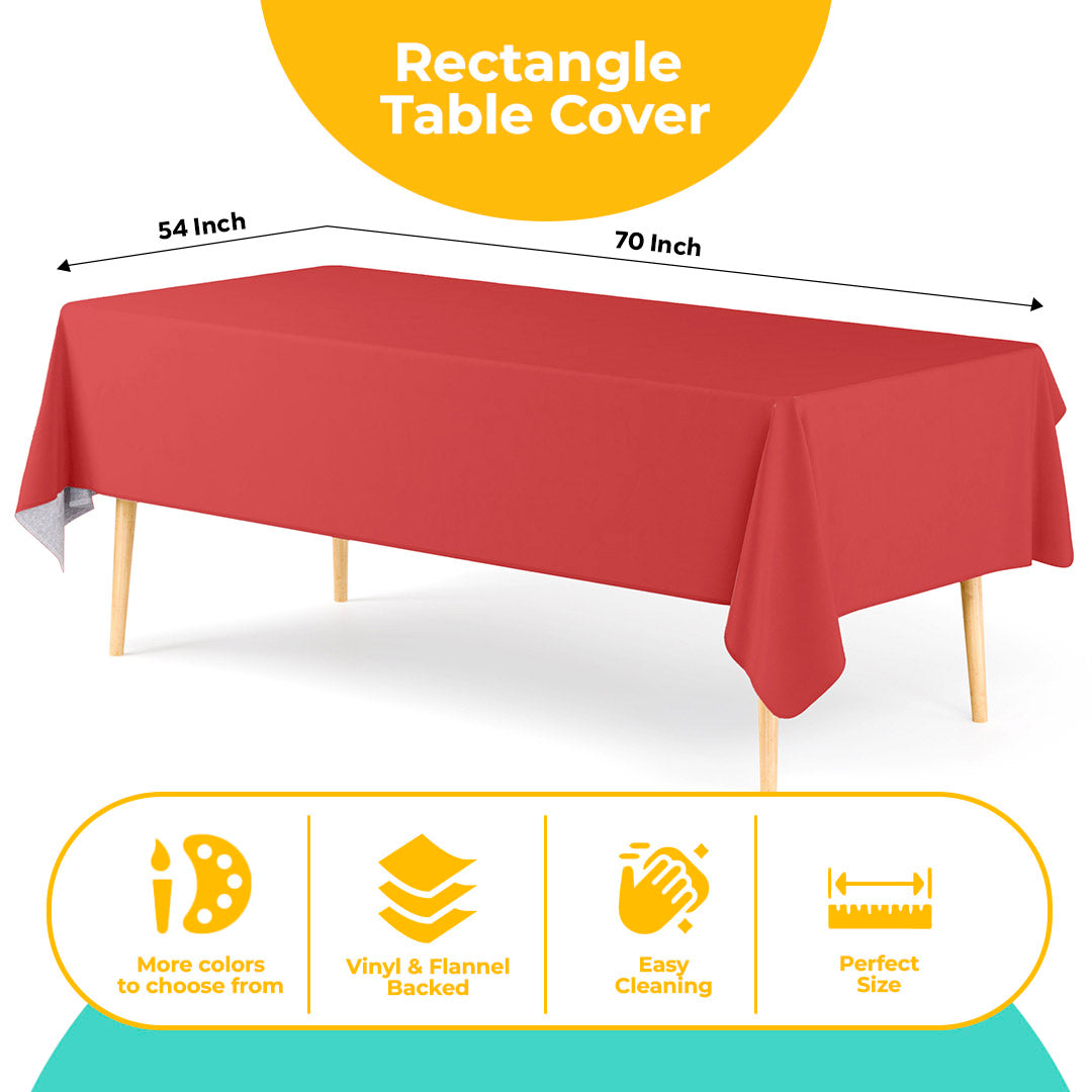 Red Flannel Backed Plastic Table Cover 54 in. x 70 in.