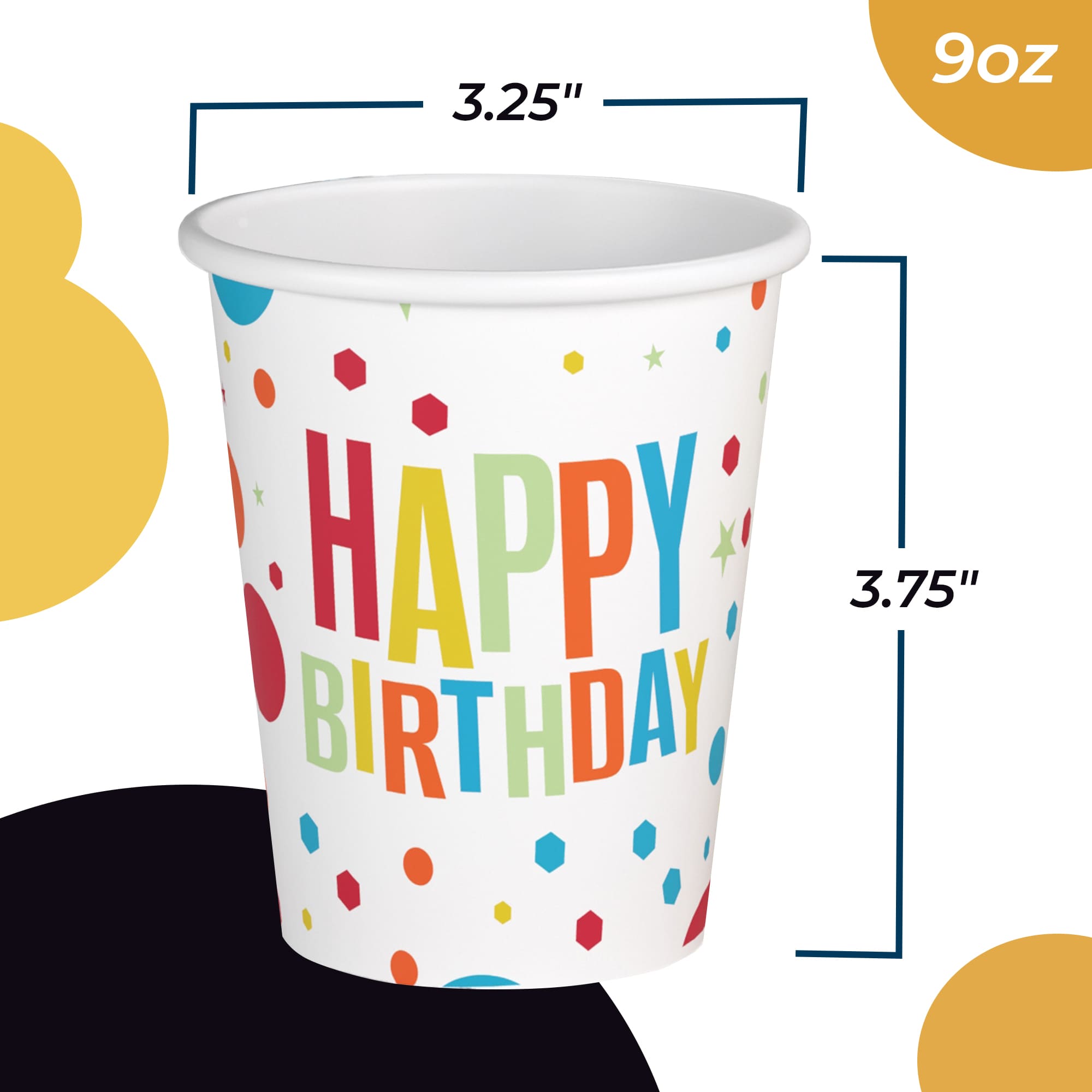 9 oz. Birthday Print Paper Cups - 50 Ct.| Case of 20