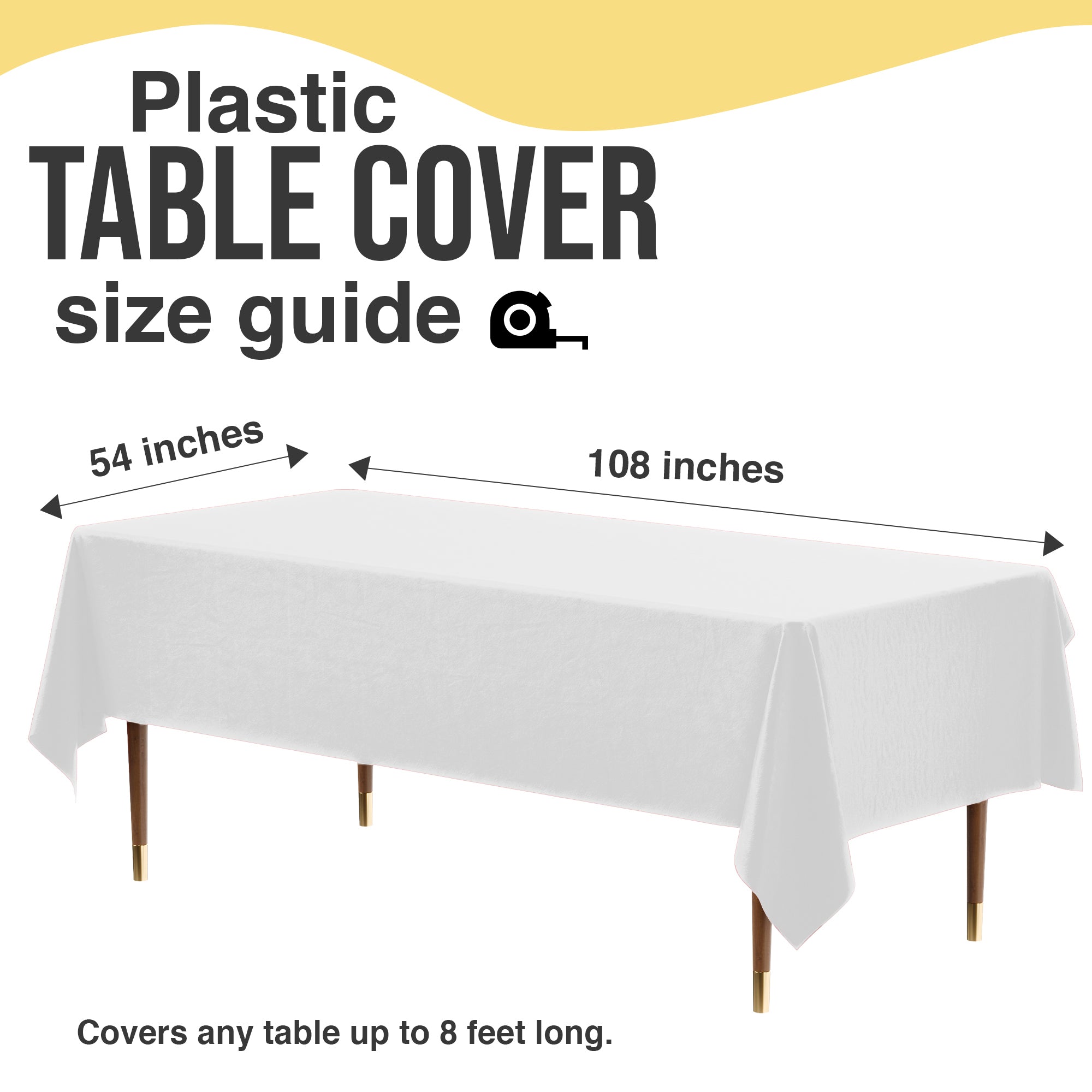 Premium White Plastic Table Covers | 6 Pack | 54 in. x 108 in.