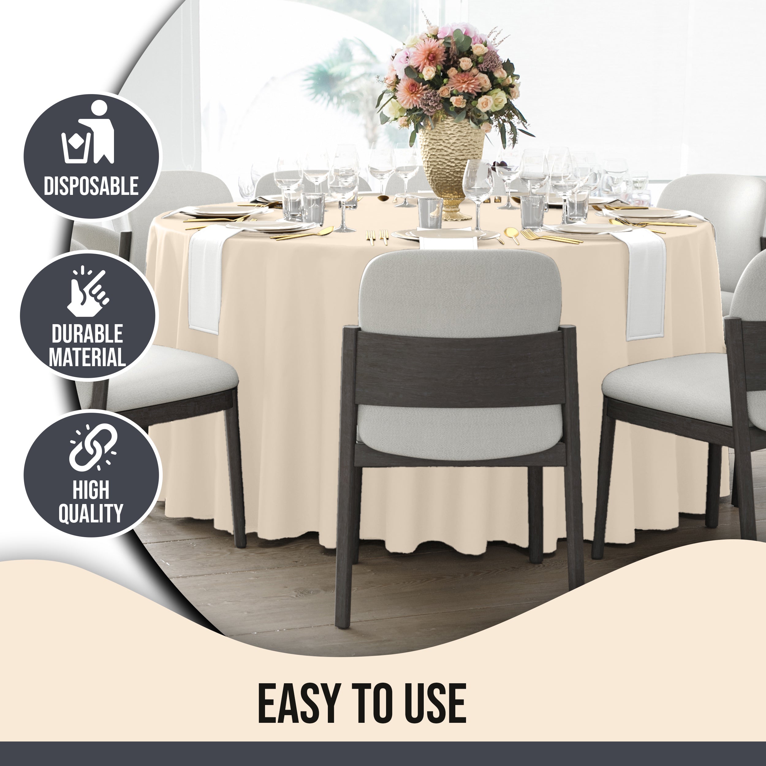Premium 108" Round Ivory Table Cover