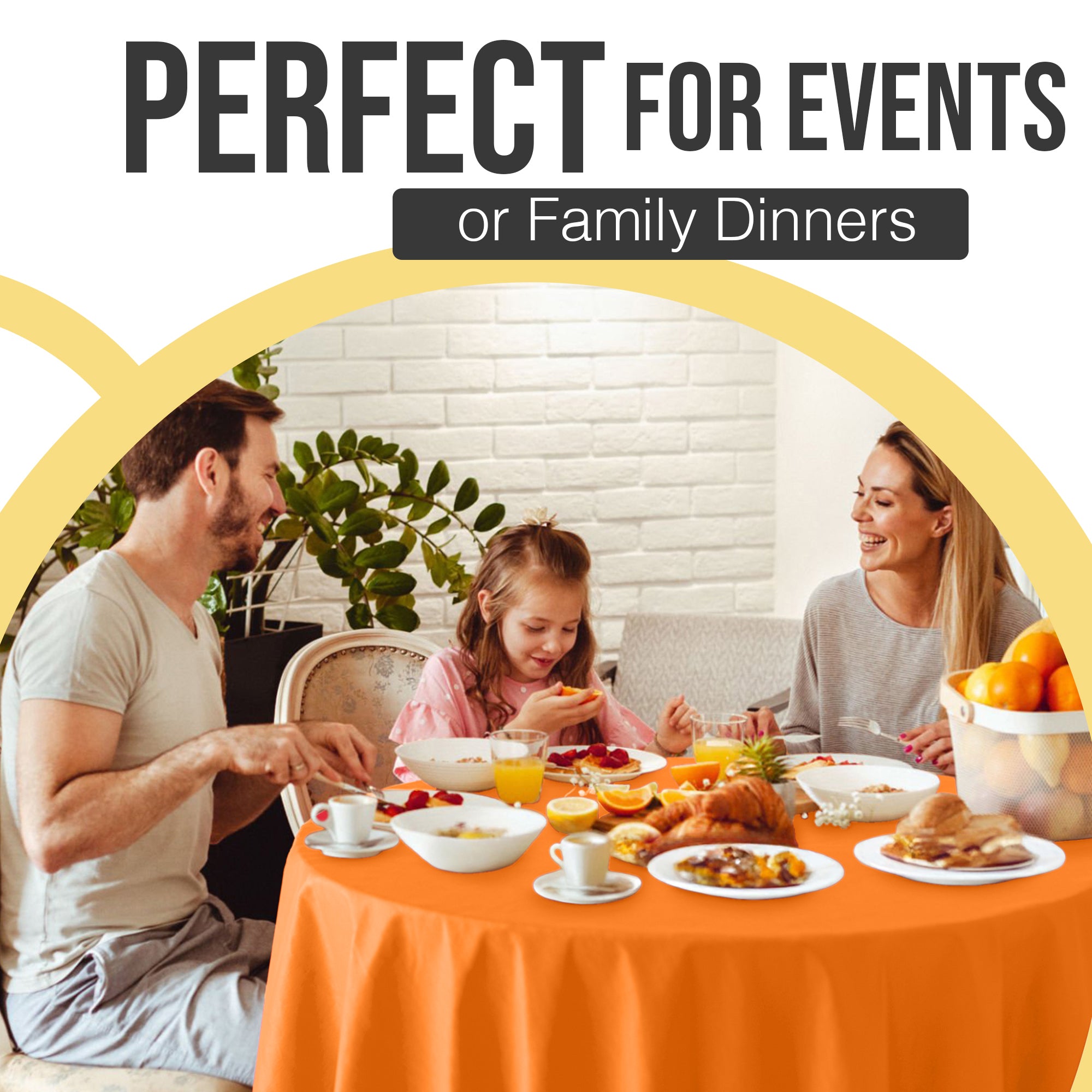 Premium Round Orange Plastic Table Cover | 84 in. | Case of 96