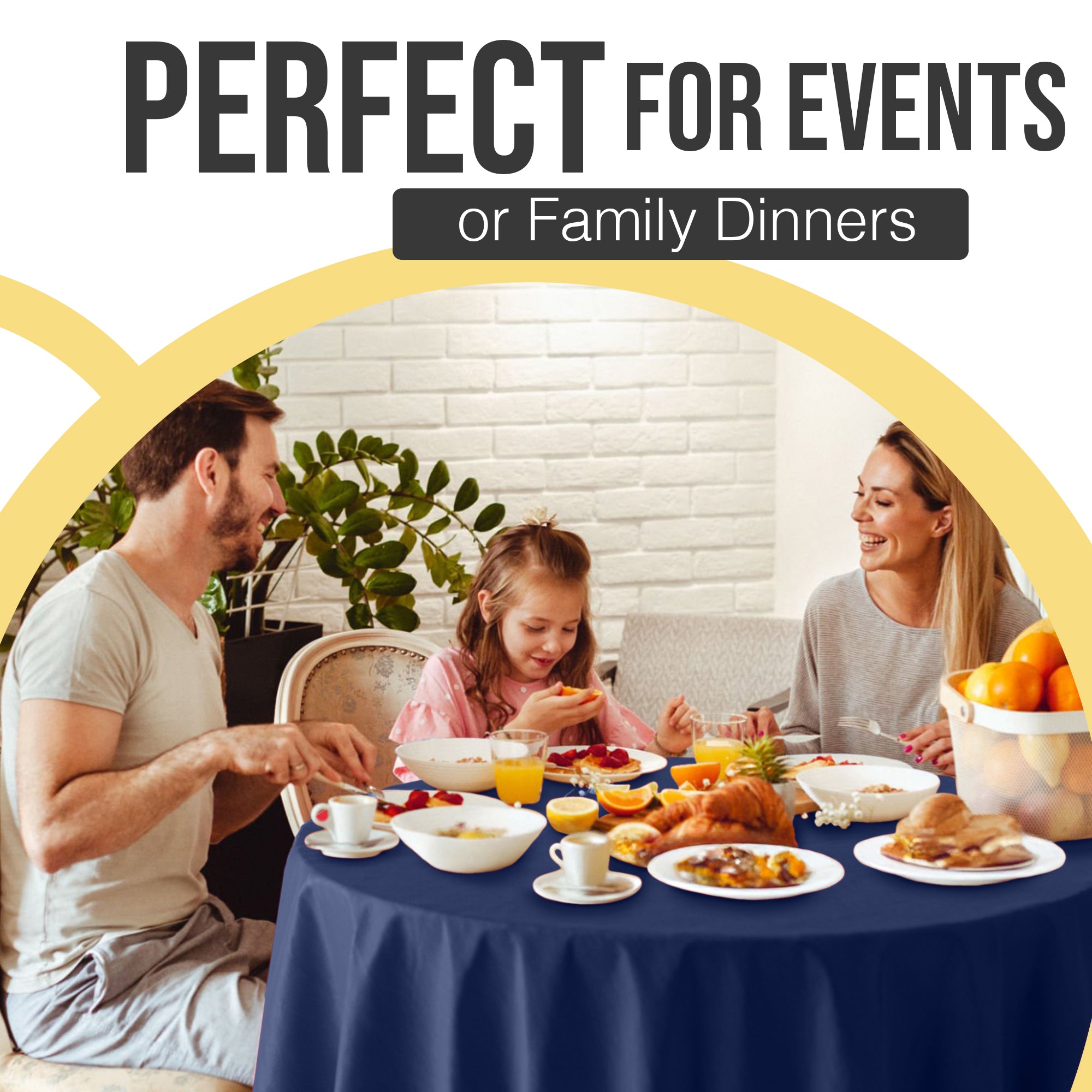 Premium Round Navy Blue Plastic Table Covers | 12 Pack | 84 in.