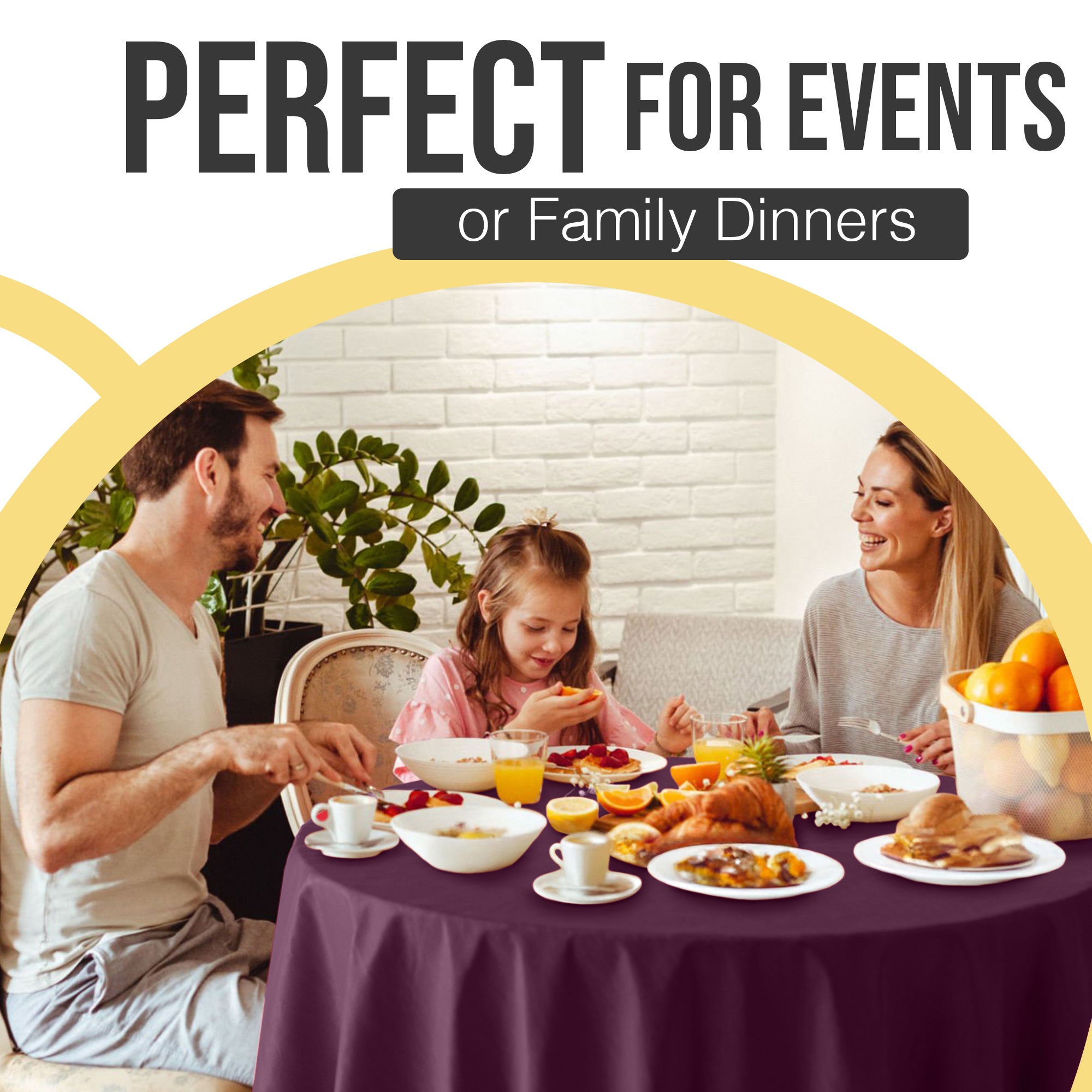 Premium Round Plum Plastic Table Cover | 84 in. | Case of 96