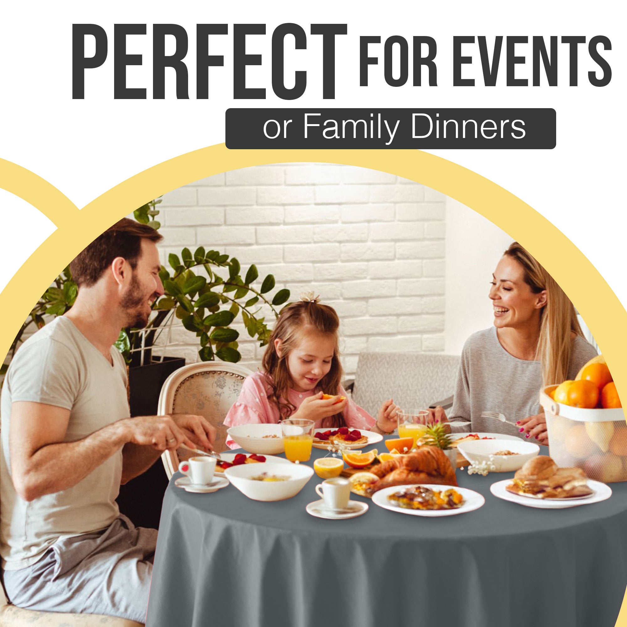Premium Round Silver Plastic Table Covers | 12 Pack | 84 in.
