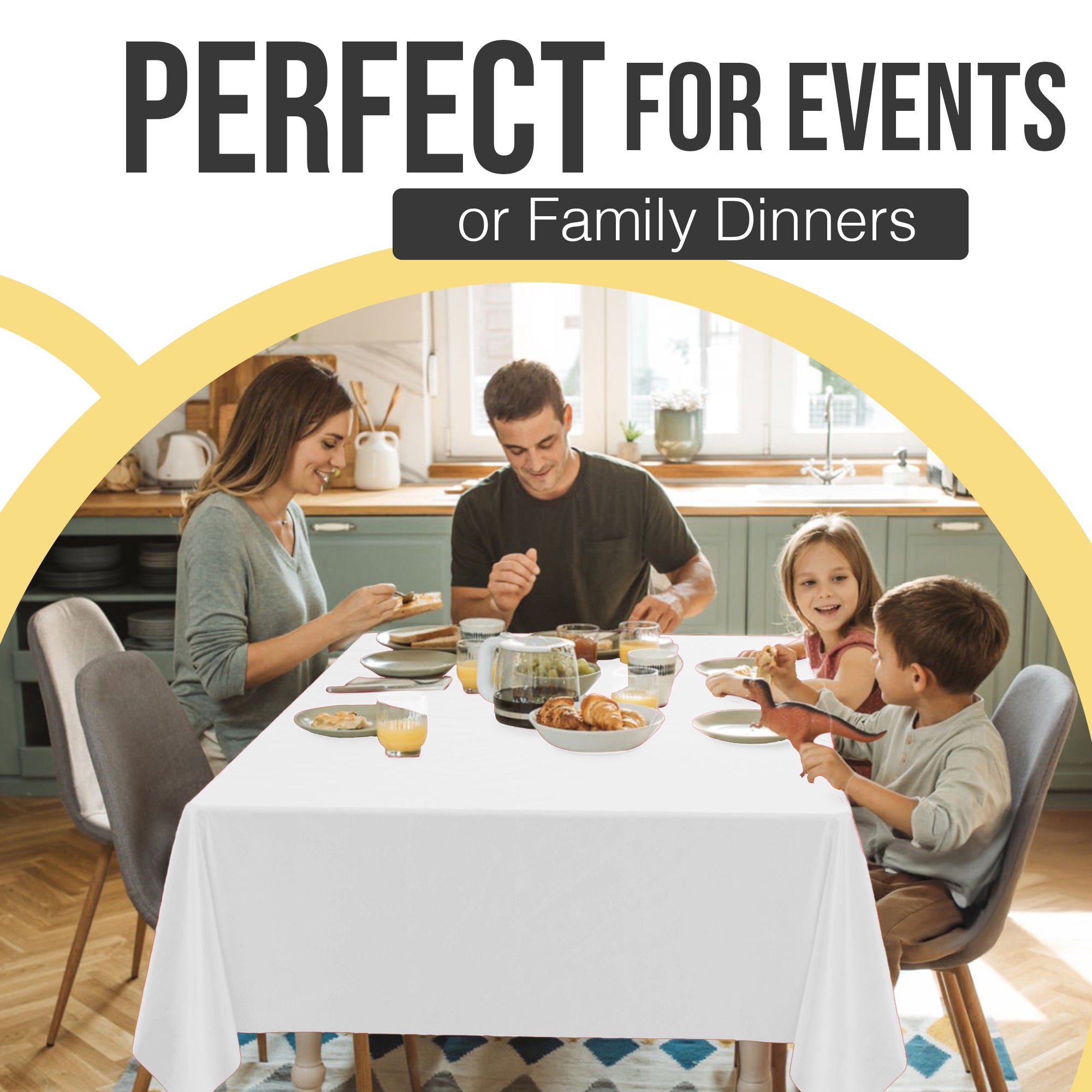 Premium White Plastic Table Covers | 6 Pack | 54 in. x 108 in.