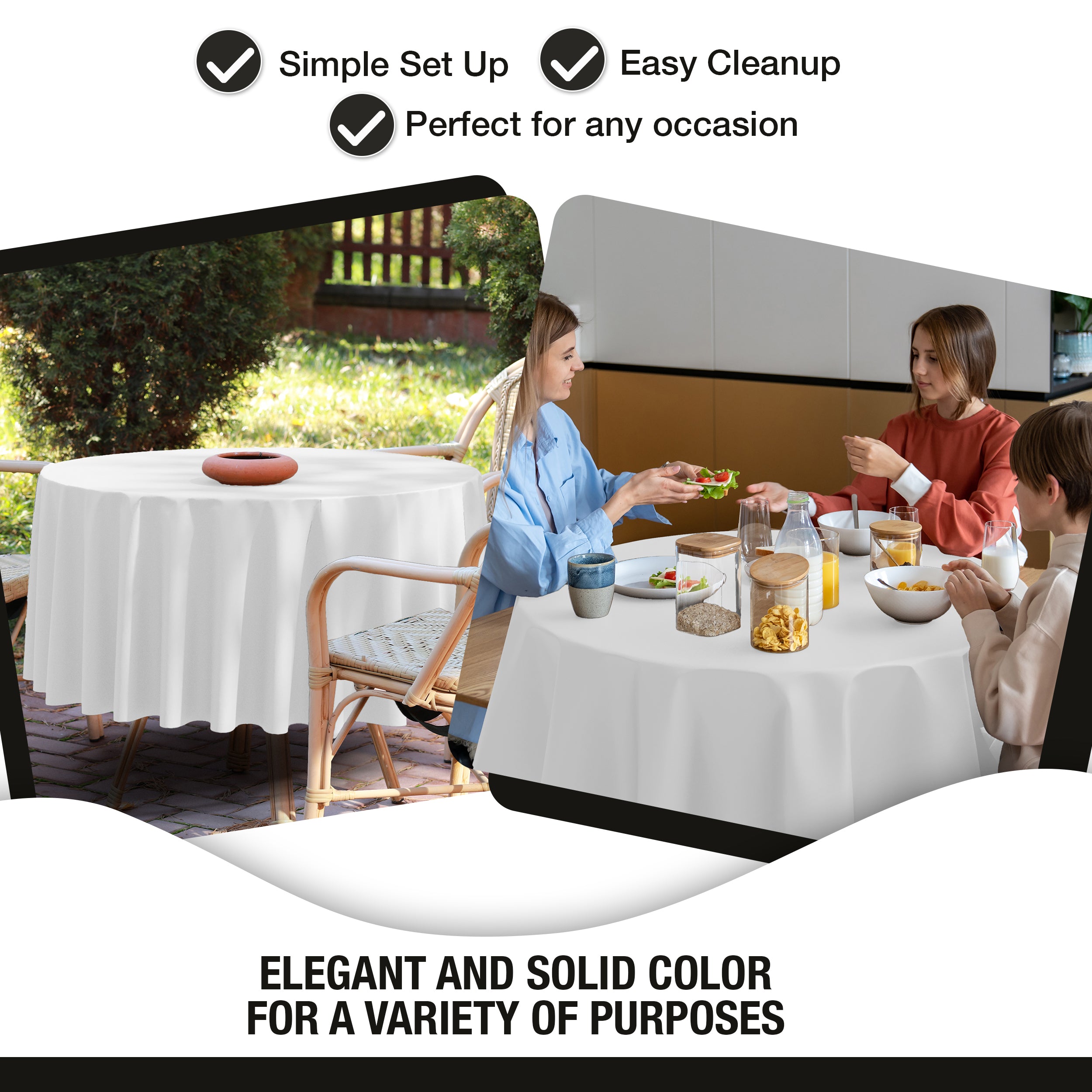 Premium 60" Round White Table Cover