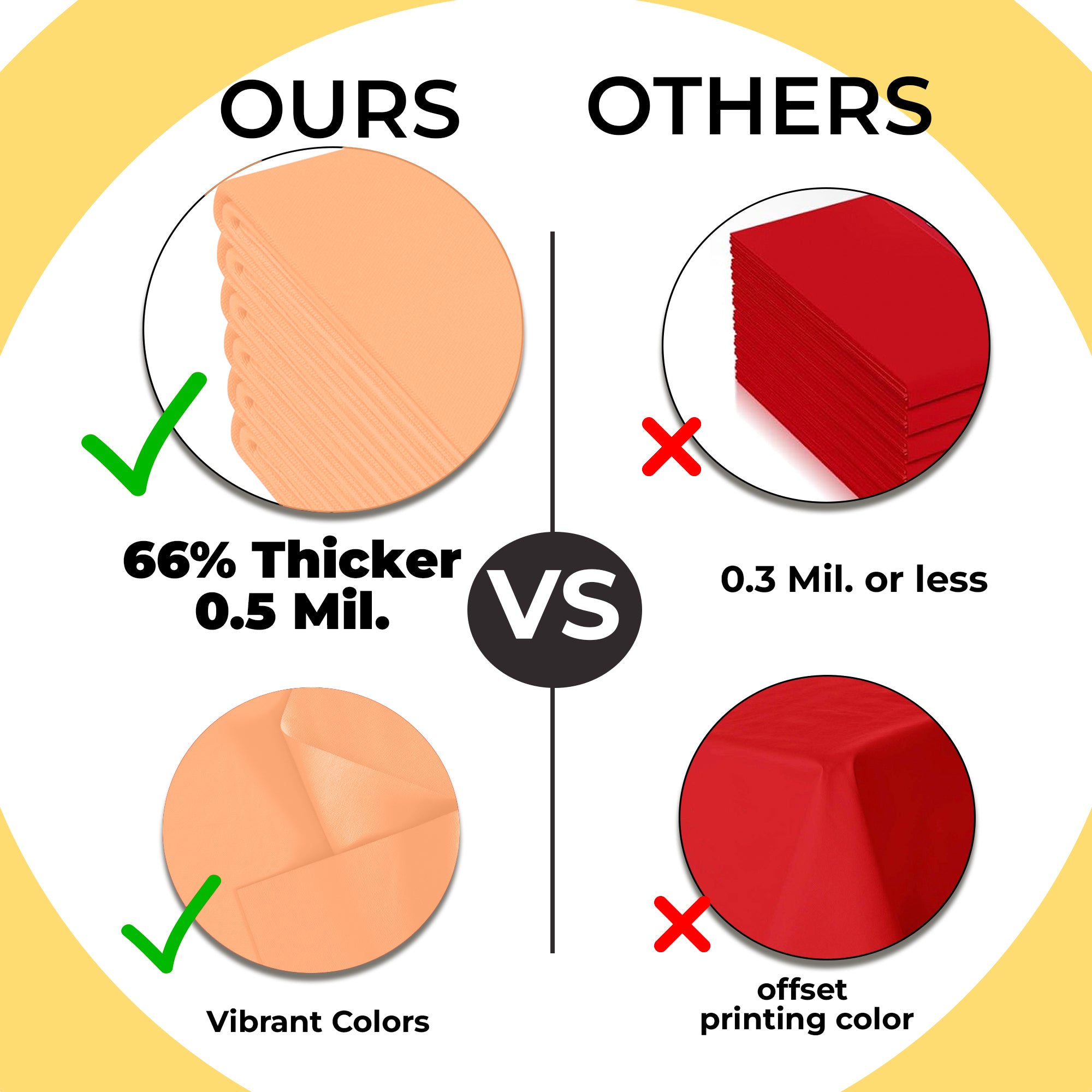 Premium Round Peach Plastic Table Covers | 12 Pack | 84 in.
