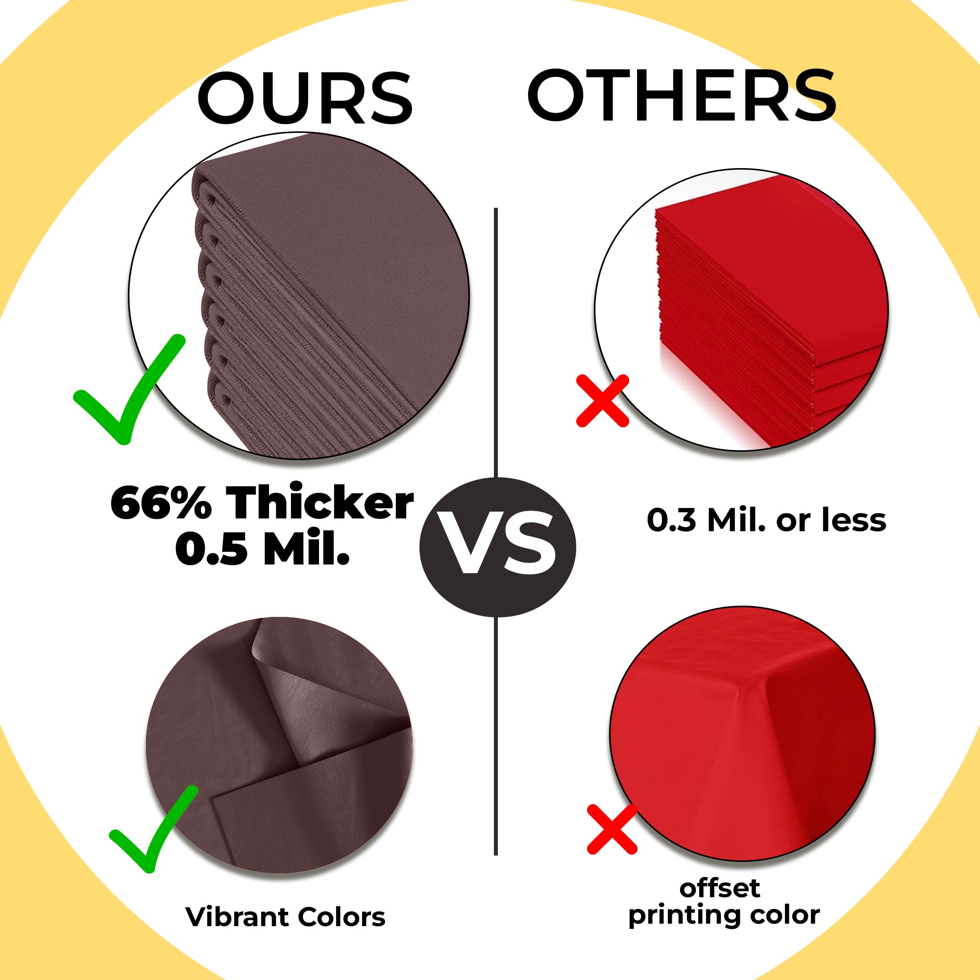 Premium Round Brown Plastic Table Covers | 6 Pack | 84 in.
