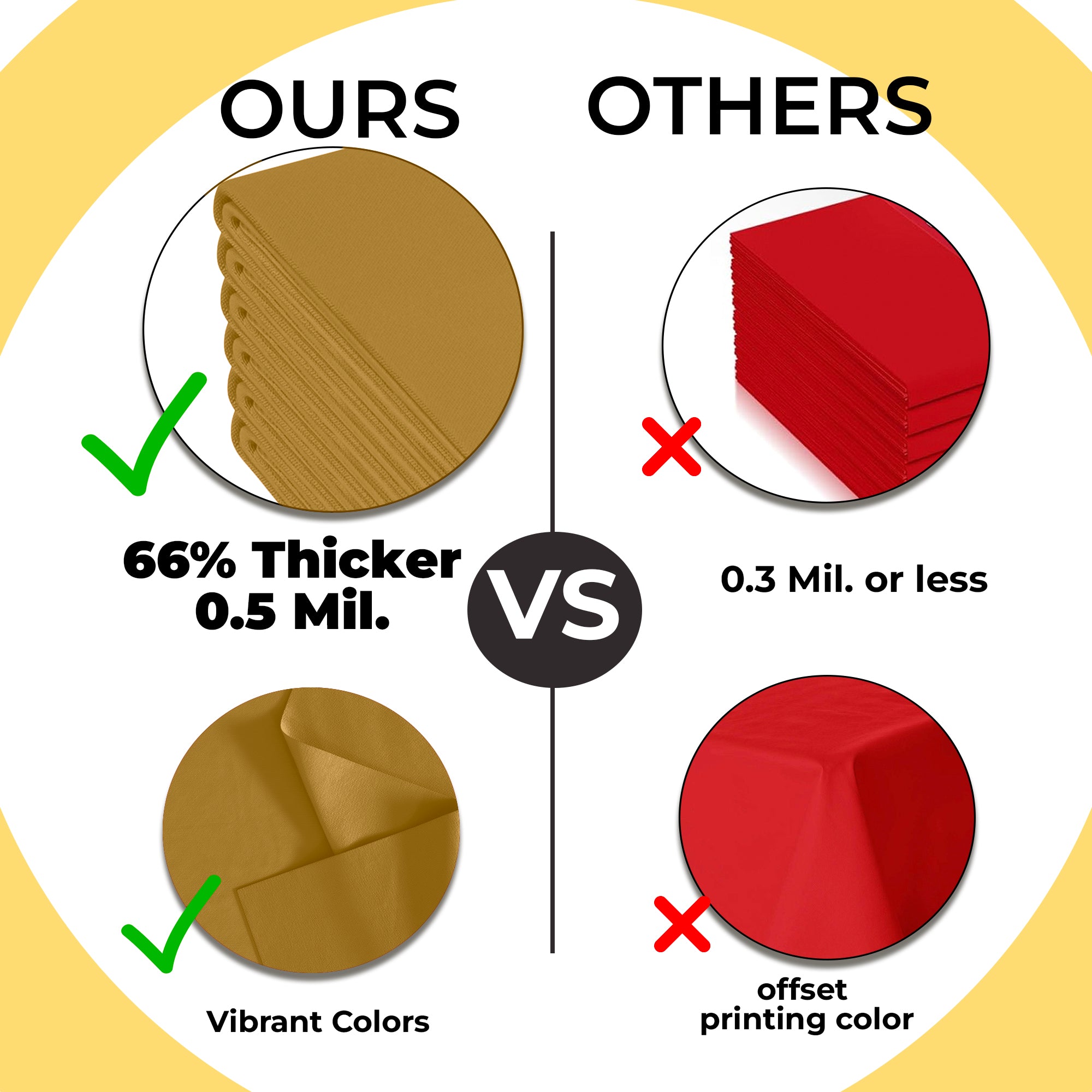 Premium Gold Plastic Table Covers | 6 Pack | 54 in. x 108 in.