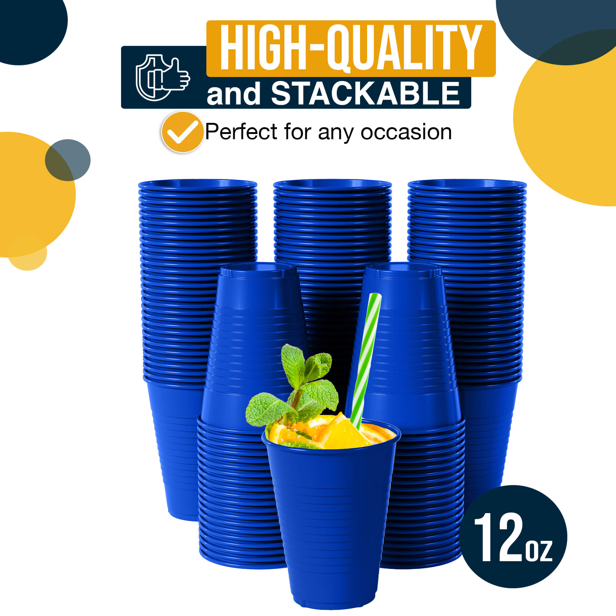 12 Oz. Dark Blue Plastic Cups | 100 Count