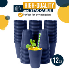 12 Oz. Navy Plastic Cups | Case of 600