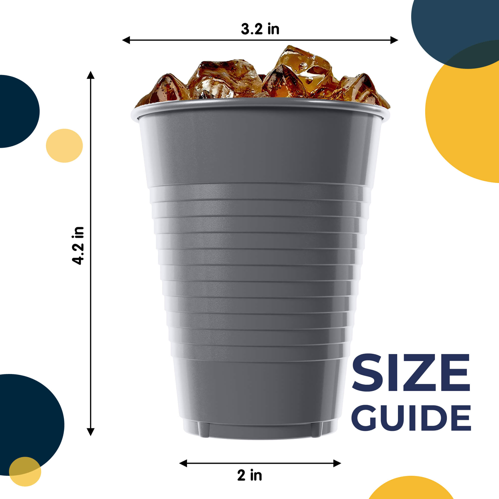 12 Oz. Silver Plastic Cups | 100 Count