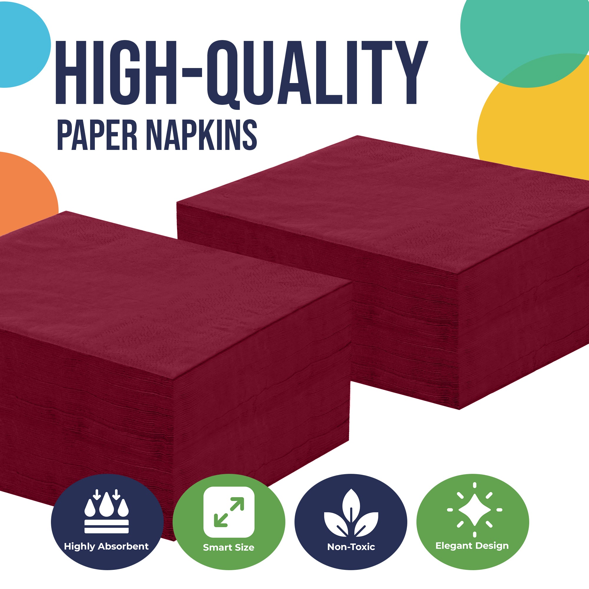 Burgundy Beverage Napkins | 1800 Count