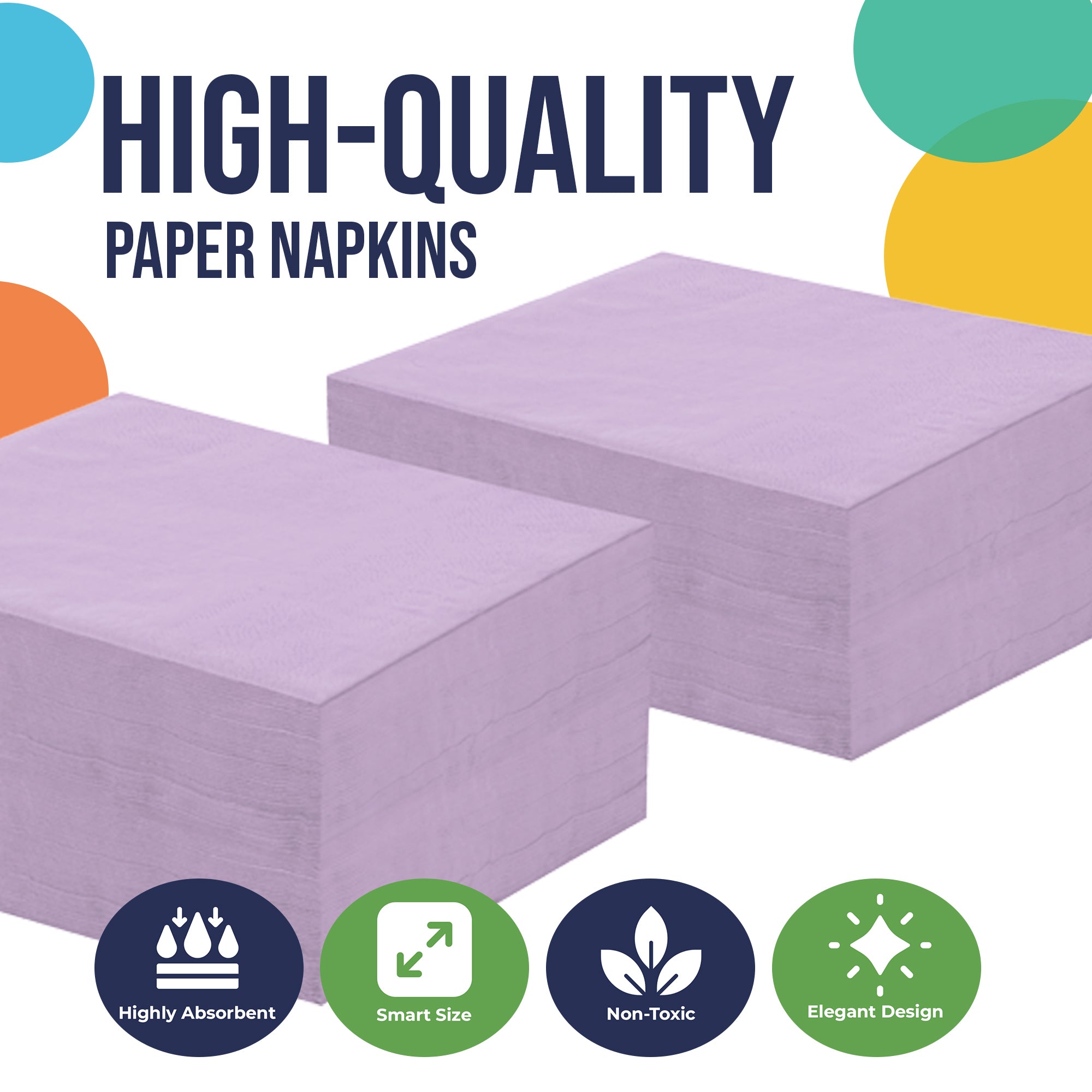 Lavender Beverage Napkins | 4.75 in. x 4.75 in. | Case of 3600