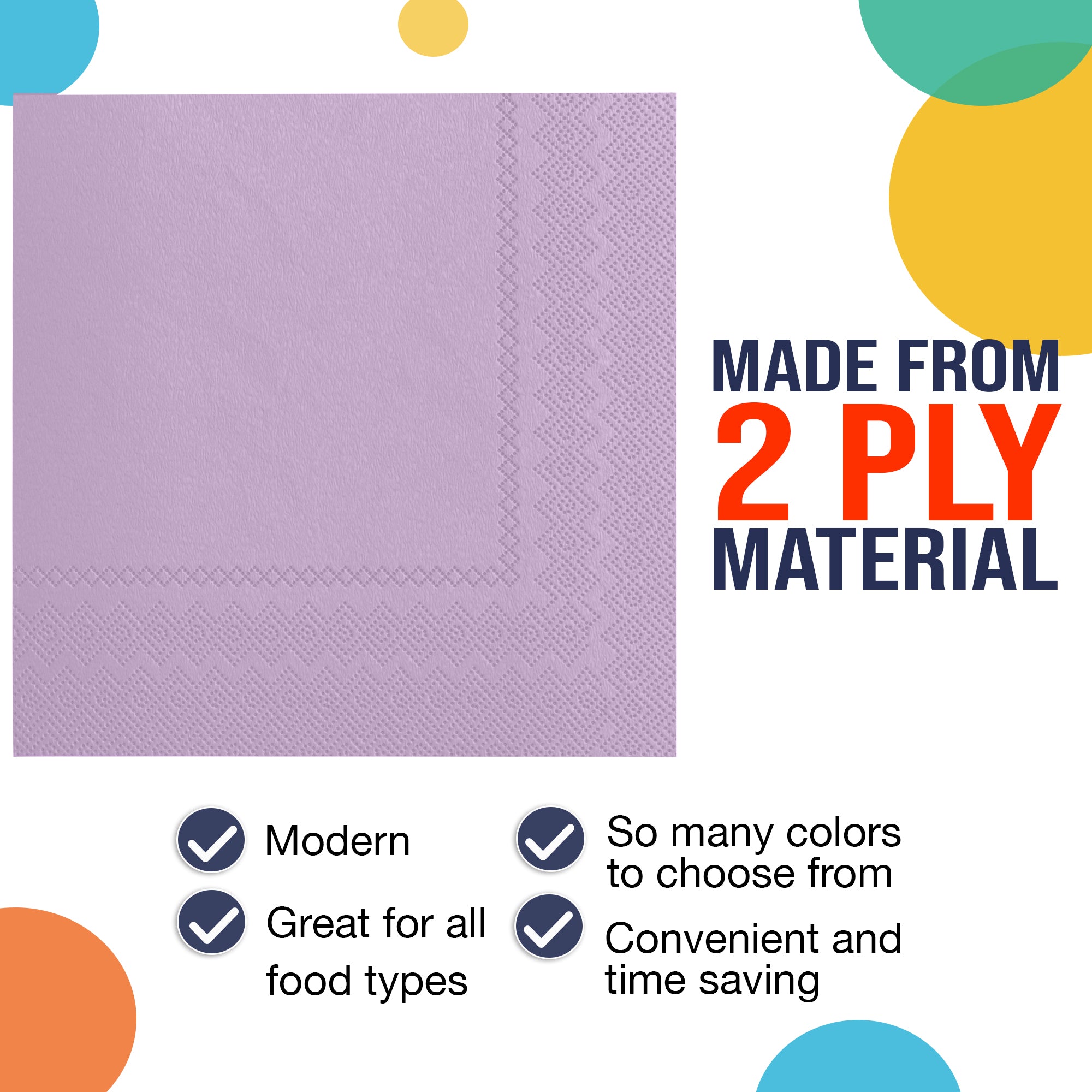 Lavender Beverage Napkins | 4.75 in. x 4.75 in. | Case of 3600