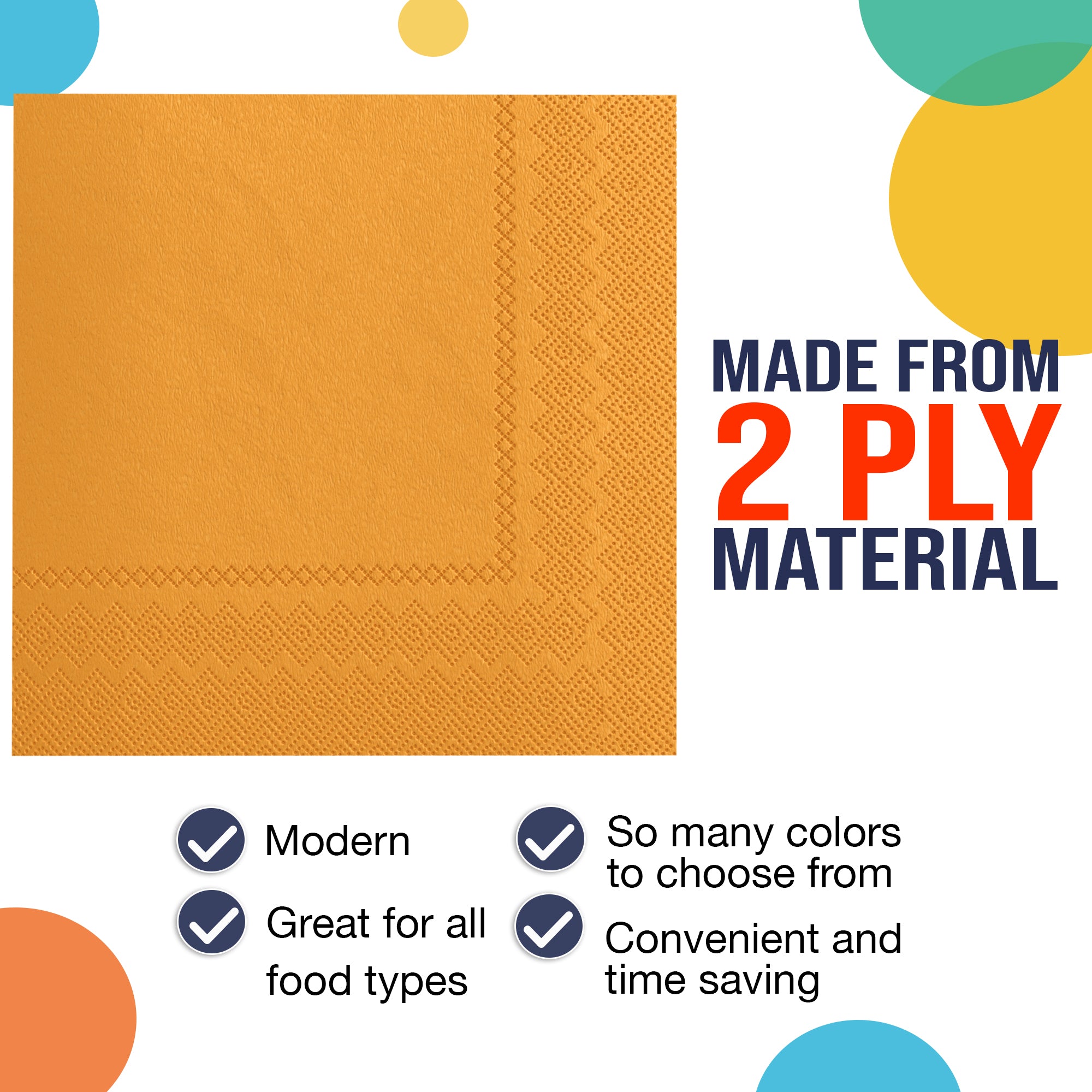 Yellow Beverage Napkins | 4.75 in. x 4.75 in. | Case of 3600