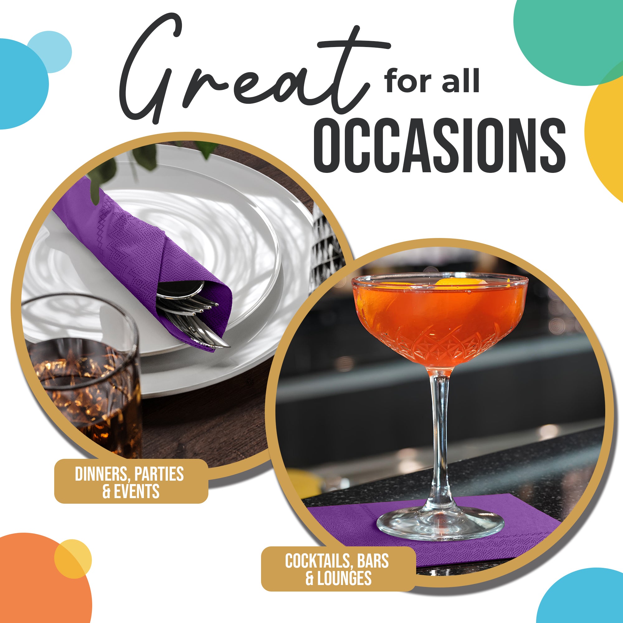 Purple Beverage Napkins | 100 Count