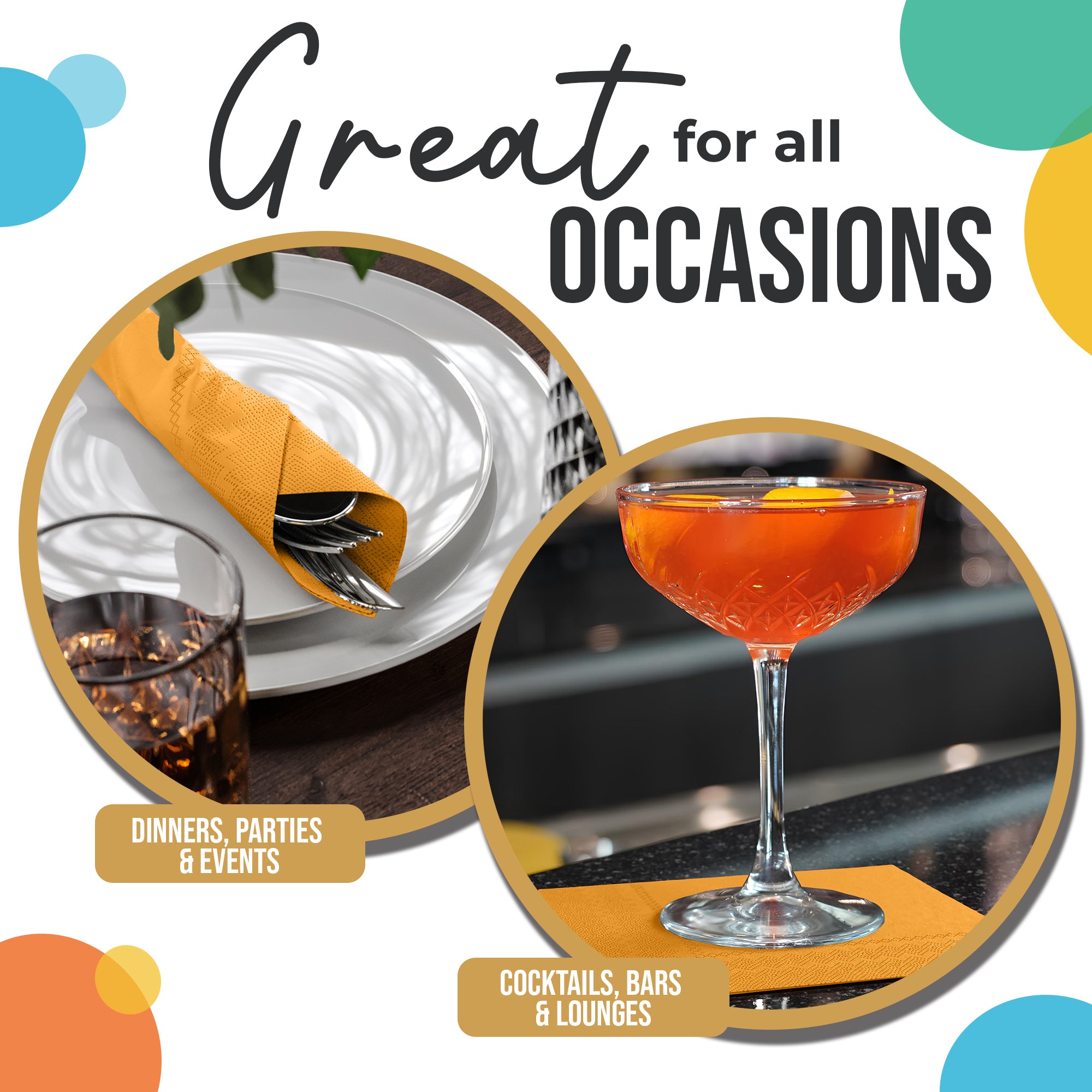 Yellow Beverage Napkins | 4.75 in. x 4.75 in. | Case of 3600