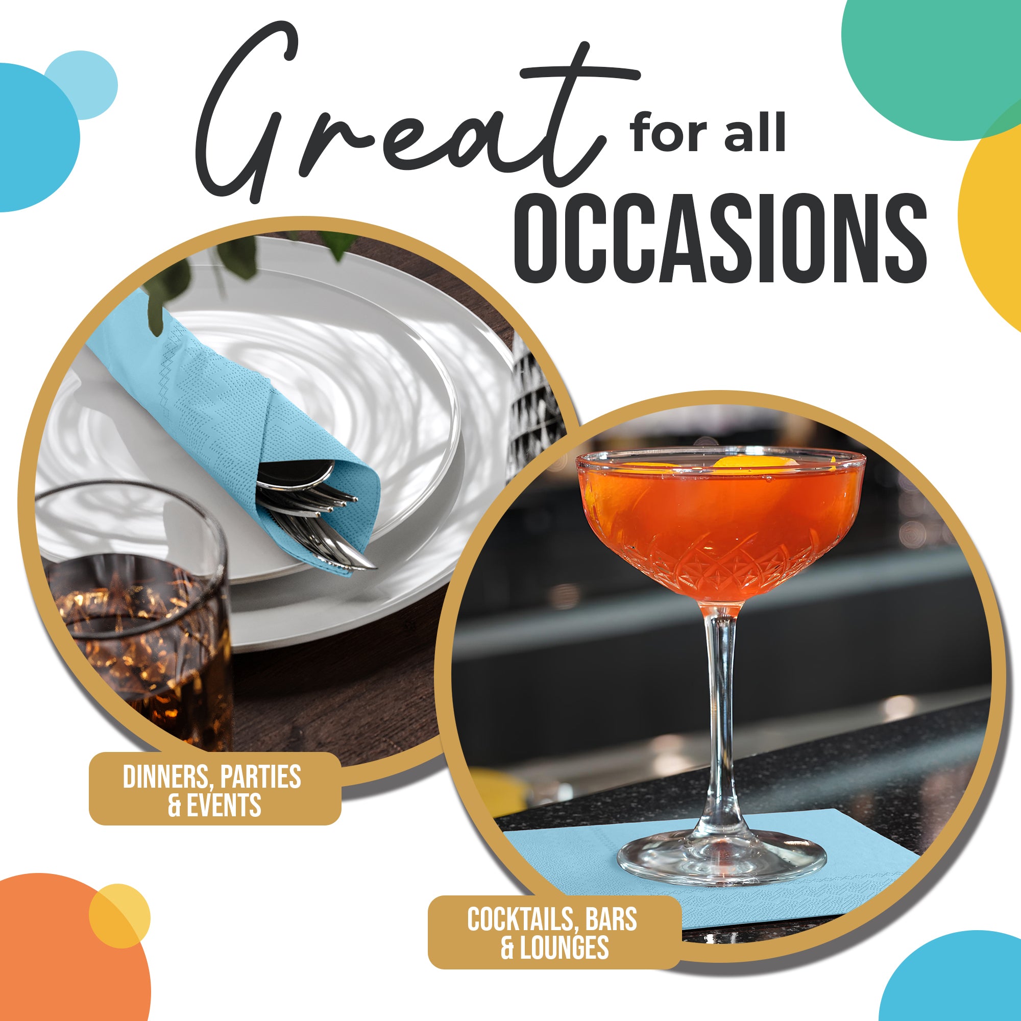 Light Blue Beverage Napkins | 100 Count