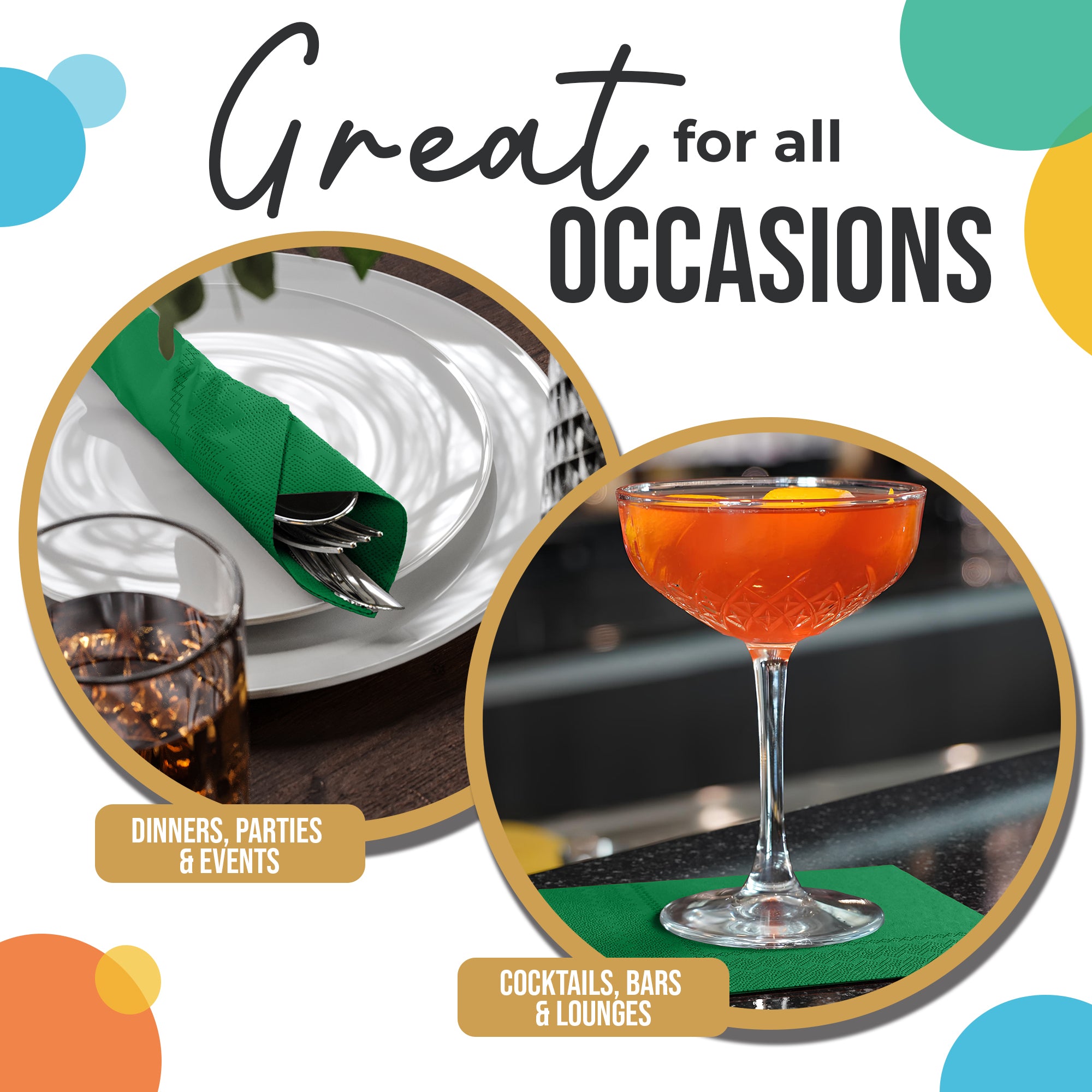 Emerald Green Beverage Napkins | 100 Count